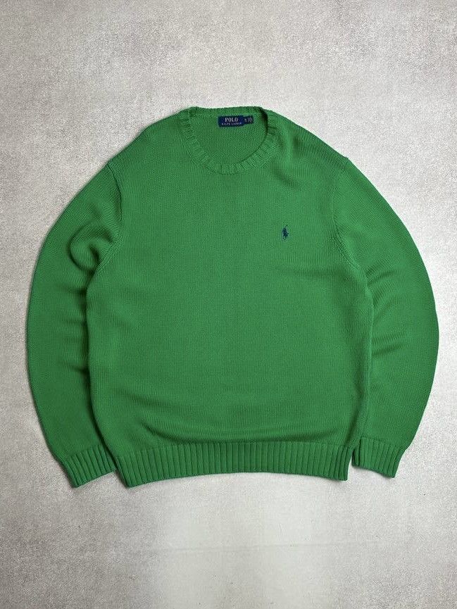 Polo Ralph Lauren Vintage 90s Polo Ralph Lauren RRL Big Knit Green Sweater XL Size US XL / EU 56 / 4 - 1 Thumbnail