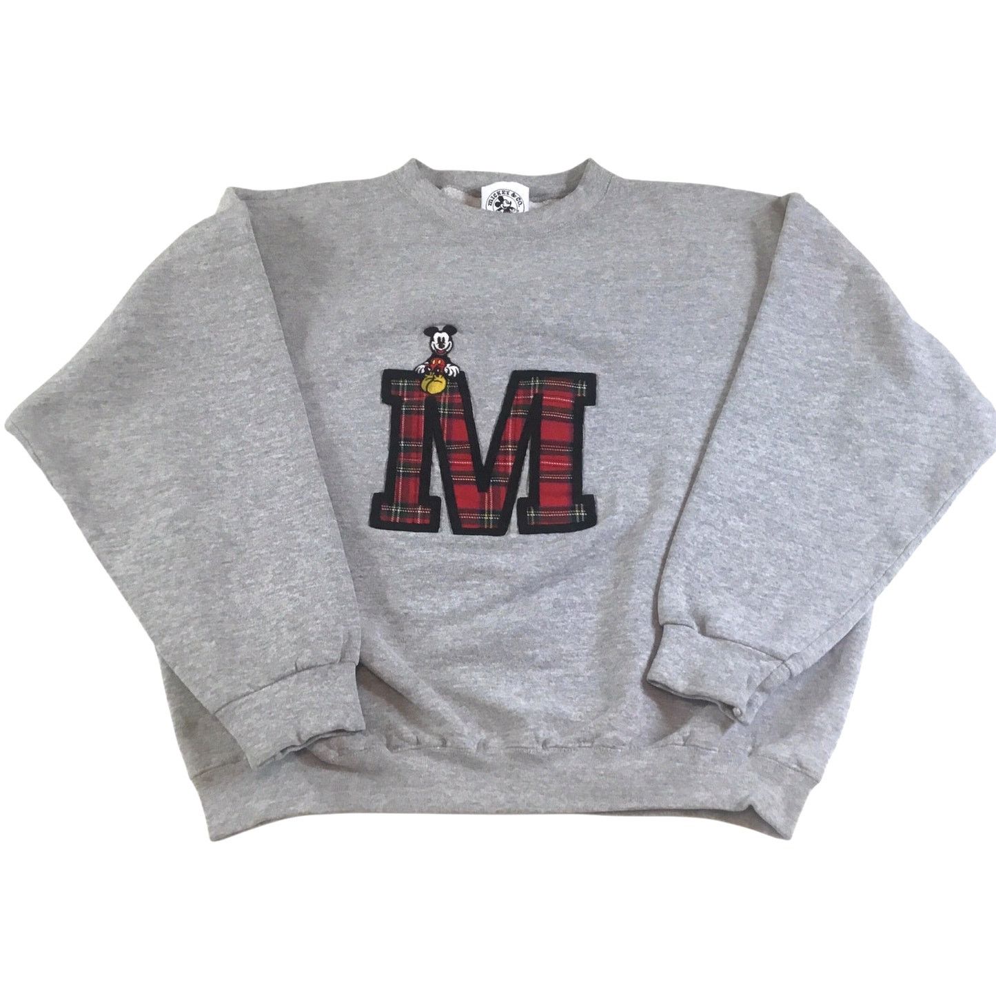 Disney Mickey Mouse Gray Sweatshirt Mickey Sitting on Red Plaid M Size M / US 6-8 / IT 42-44 - 1 Thumbnail