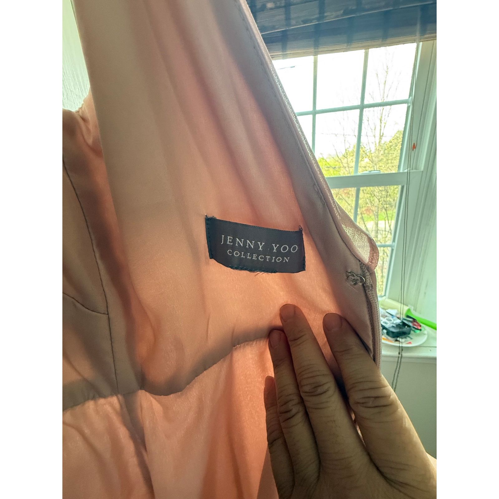 Other Jenny Yoo Collection Pink Ruffle V-Neck Maxi Dress Size M / US 6-8 / IT 42-44 - 4 Thumbnail