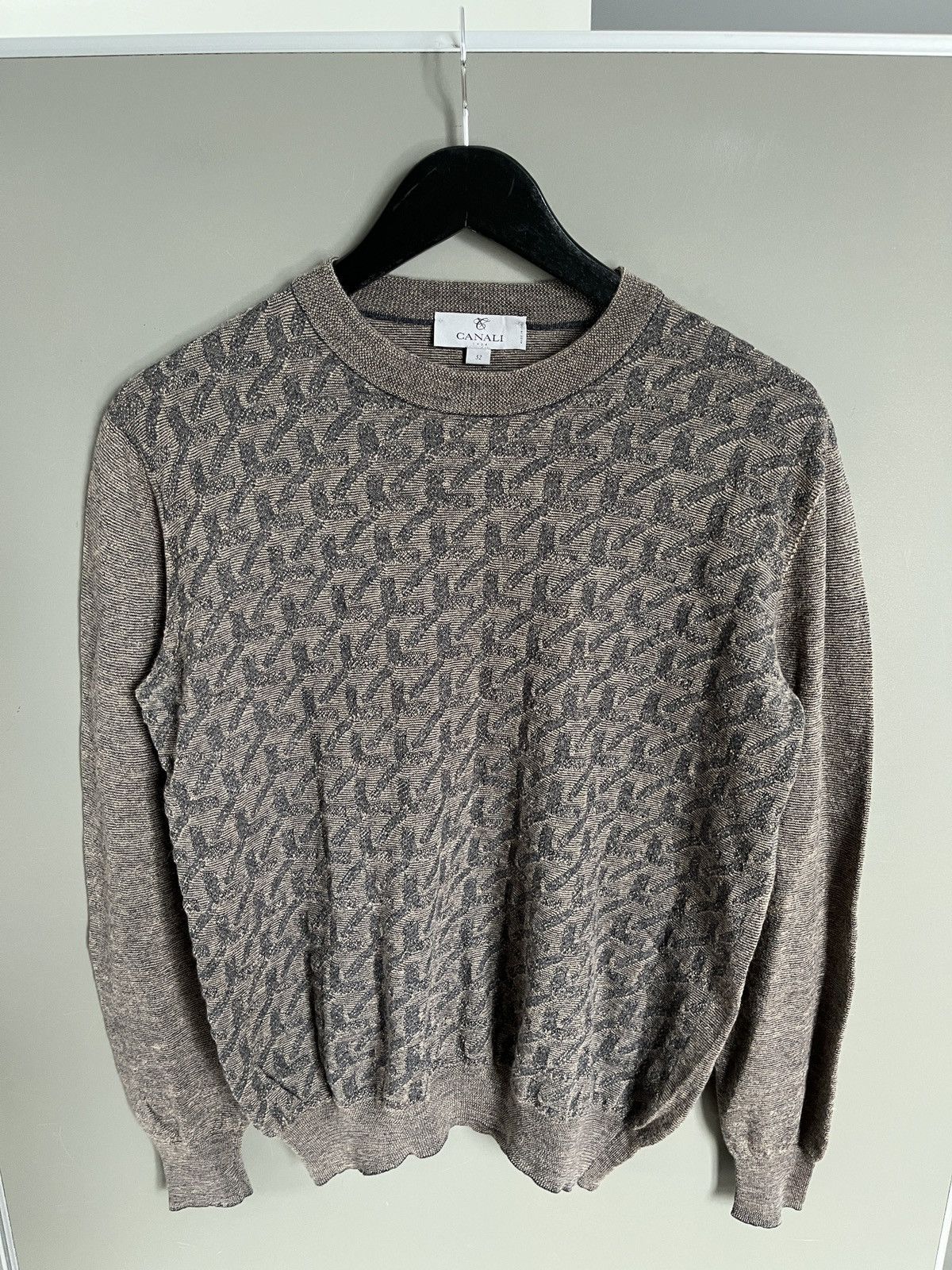 Canali Canali Wool Monogram Sweater Size US L / EU 52-54 / 3 - 8 Thumbnail