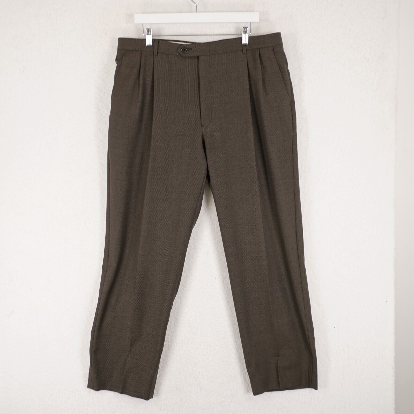Hart Schaffner Marx Hart Schaffner Marx Wool Brown Nailshead High Rise Pleated D Size 38R - 1 Thumbnail