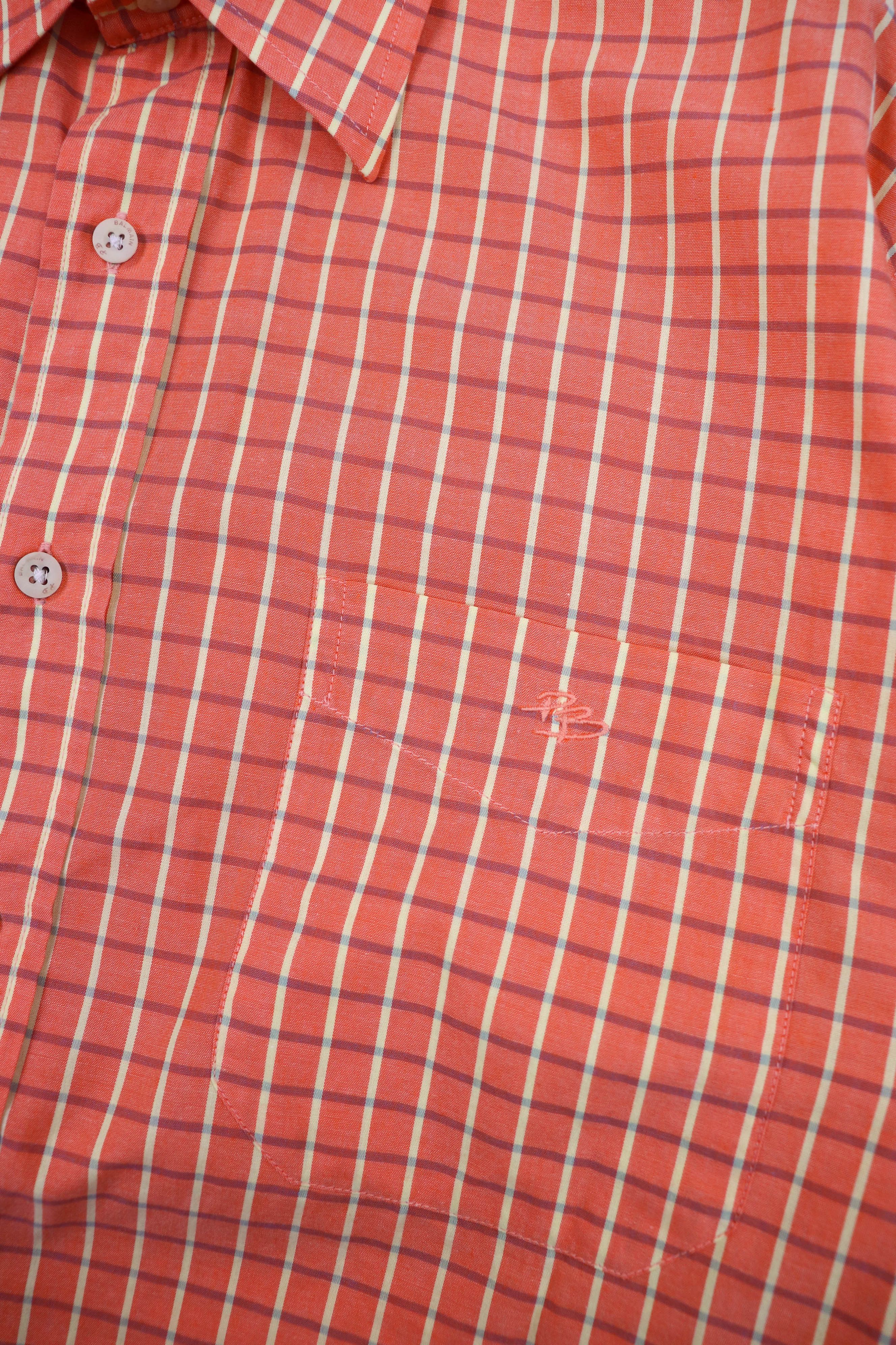 Pierre Balmain Pierre Balmain Vintage 90s Checkered Light Orange LS Shirt Size US M / EU 48-50 / 2 - 6 Thumbnail