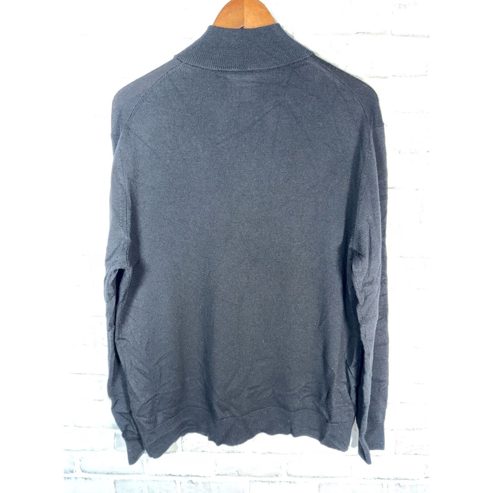 UNTUCKit UNTUCKit Sweater Mens Large Merino Wool Pullover Mock Neck 1/4 Zip Black Size US L / EU 52-54 / 3 - 7 Thumbnail