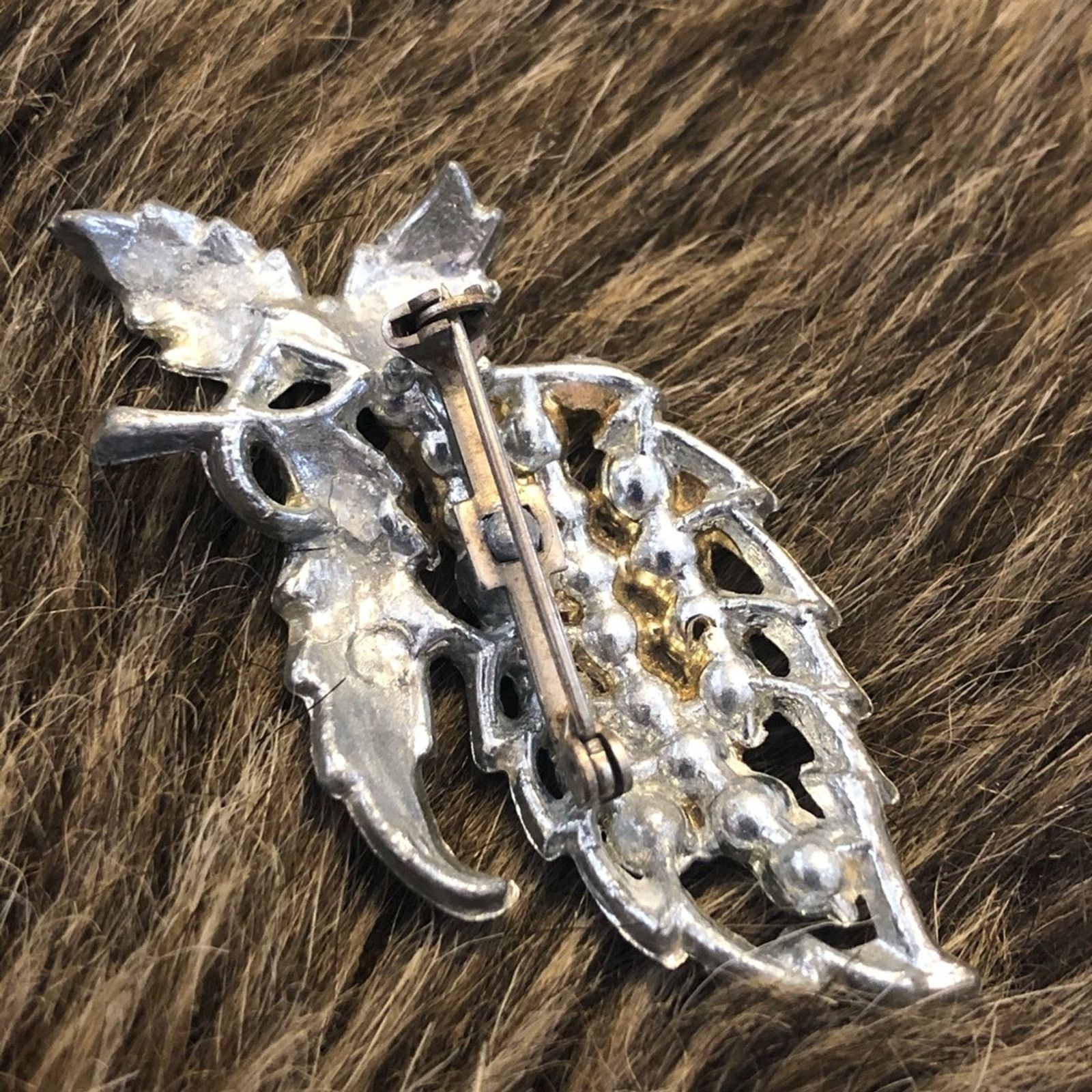 Vintage Vintage mid century rhinestone flower brooch Size ONE SIZE - 2 Thumbnail