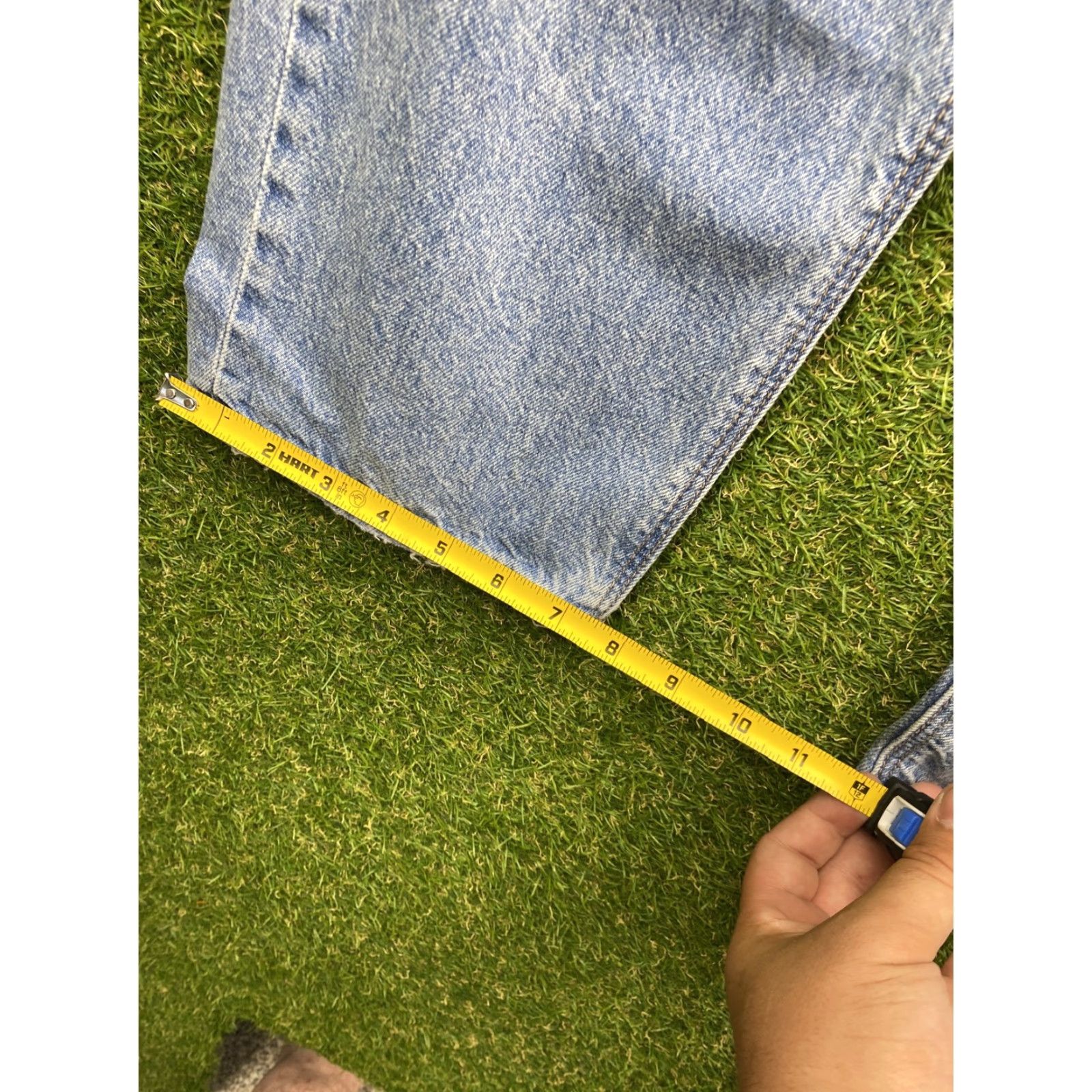 Vintage American Eagle Jeans Highest Rise Womens 4 Short Distressed Baggy Straight Denim Size 27" / US 4 / IT 40 - 6 Thumbnail