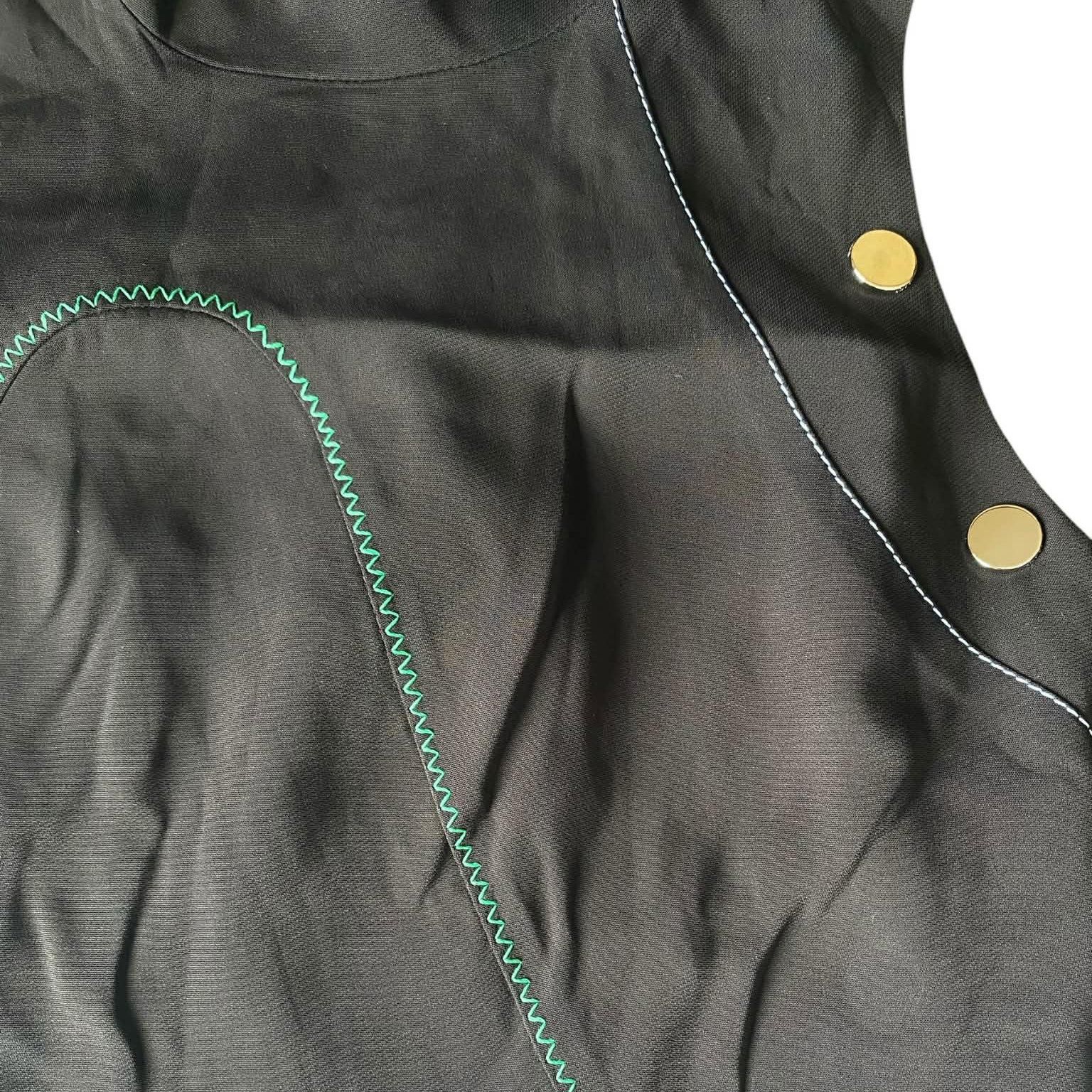Versace Black Stitch Contrast Asymmetric Midi Dress Size M / US 6-8 / IT 42-44 - 10 Thumbnail