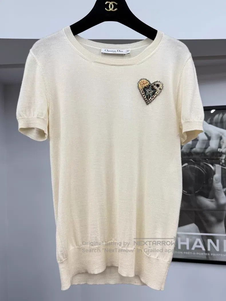 Dior Dior Beige beaded cashmere short sleeves Size XS / US 0-2 / IT 36-38 - 1 Thumbnail
