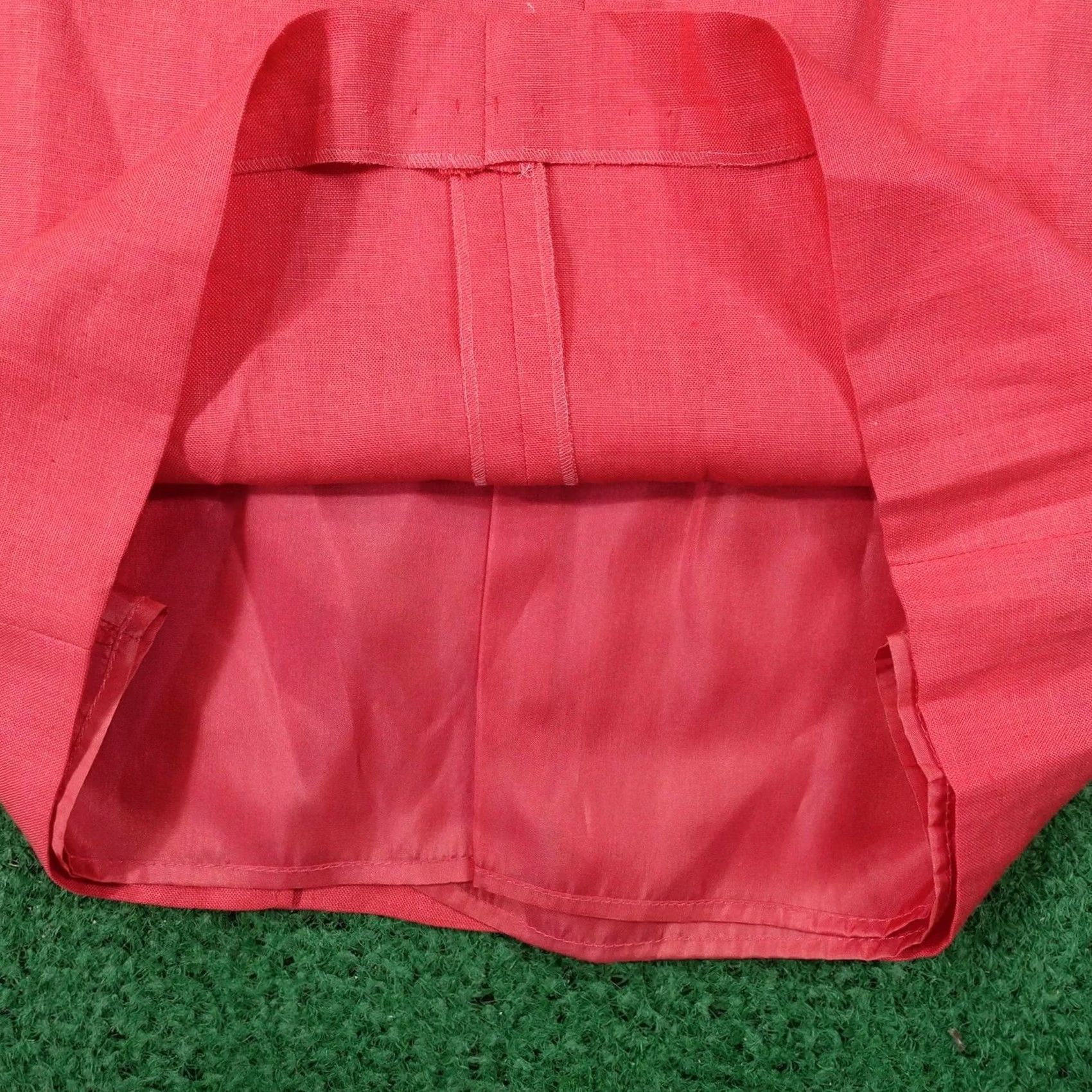 Valentino Valentino Miss V Skirt - Womens 8 Pink Linen Midi Pencil Size 30" / US 8 / IT 44 - 7 Thumbnail