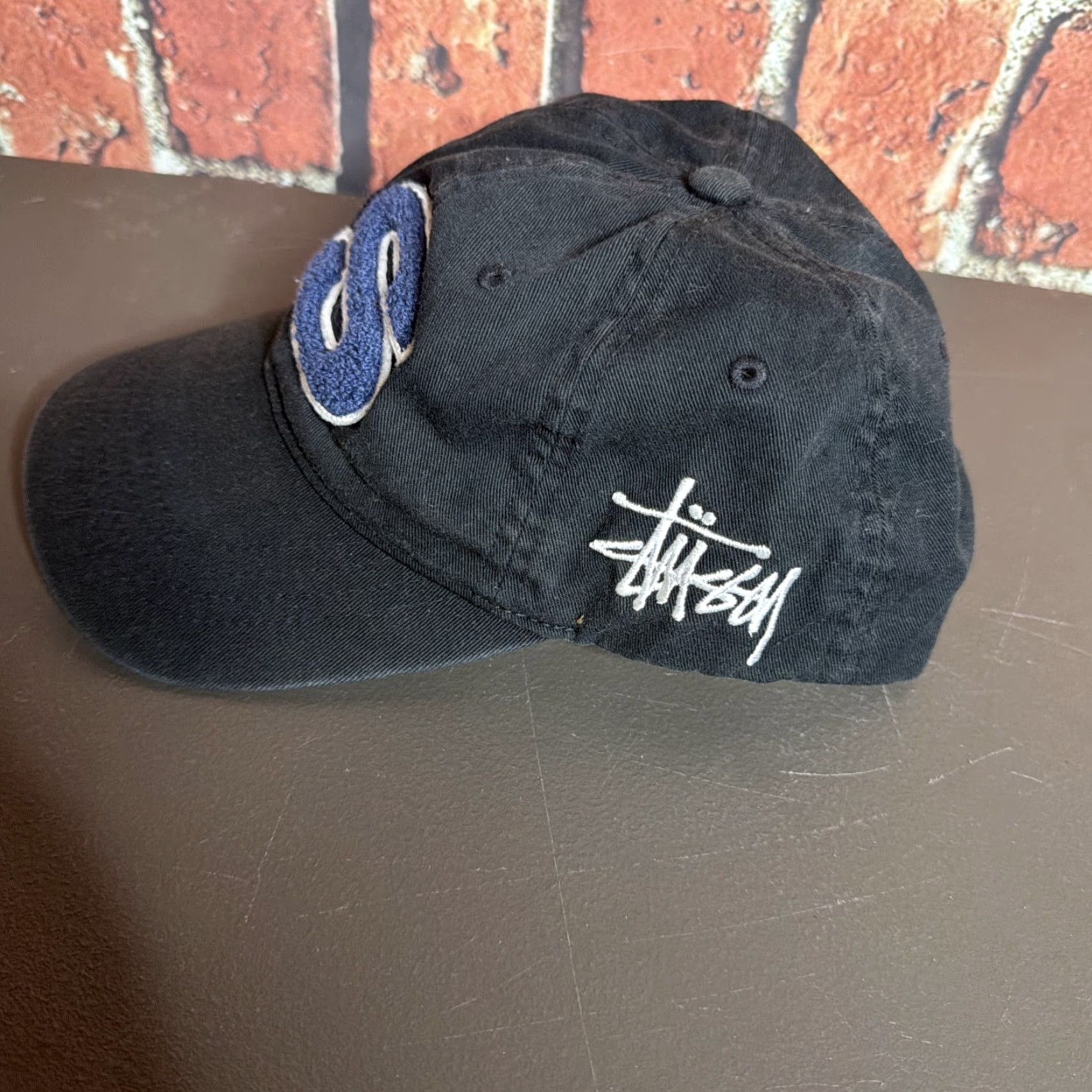 Vintage Stussy CHENILLE Cap Cap Black Strapback OS Size ONE SIZE - 2 Thumbnail
