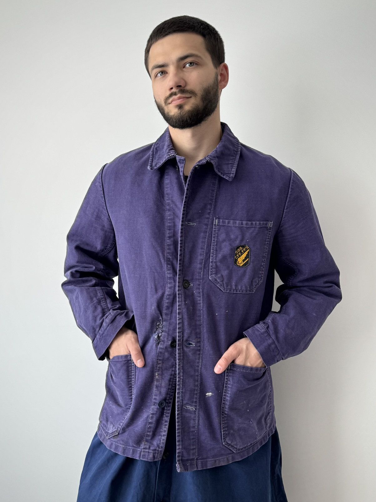 Vetra 1960s Vintage Swiss Workwear Railway Faded Chore Jacket Size US M / EU 48-50 / 2 - 1 Thumbnail