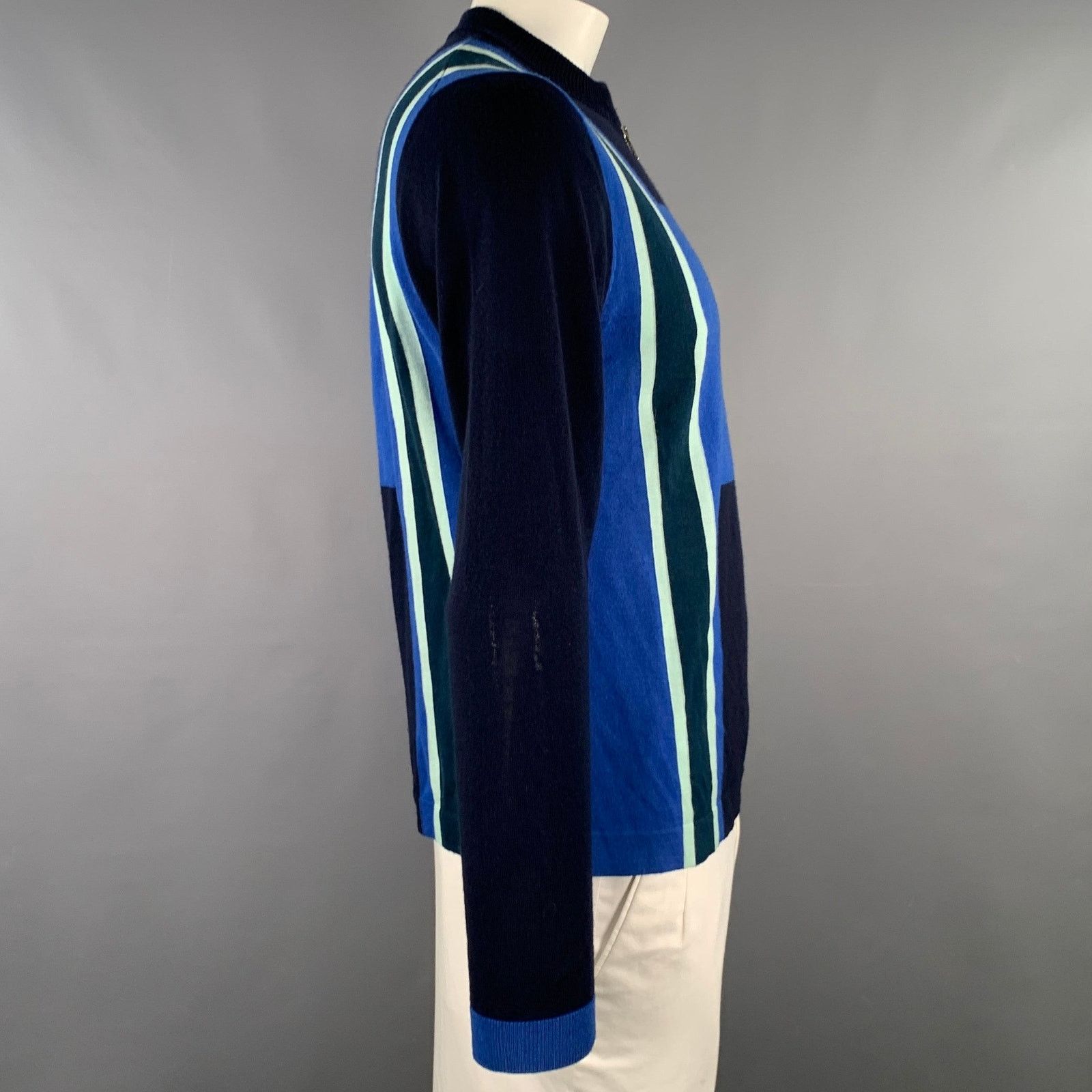 Paul Smith Size L Blue Navy Color Block Merino Wool Half Zip Pullover Size US L / EU 52-54 / 3 - 2 Thumbnail