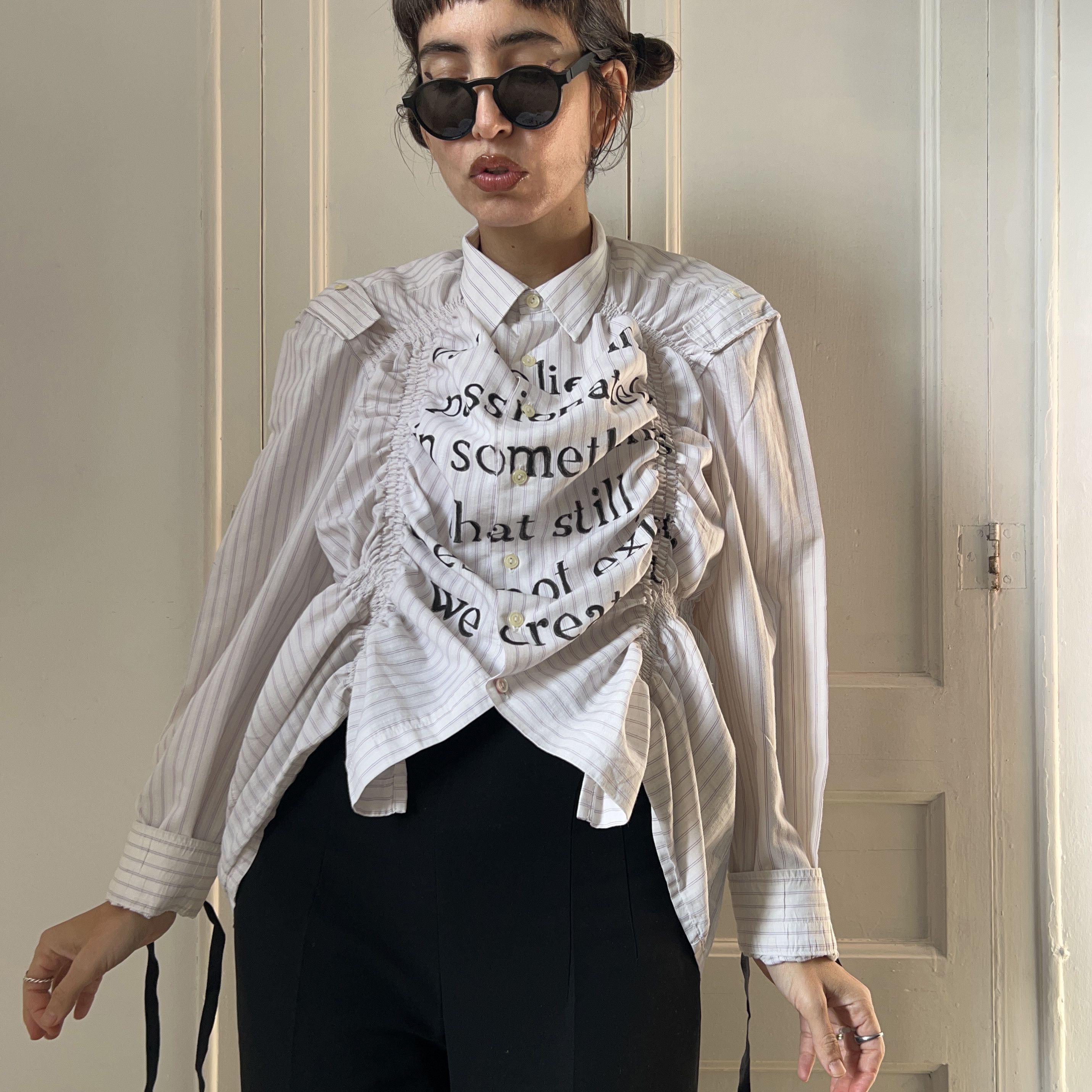Custommade Upcycled Kafka Quote Button Up Size M / US 6-8 / IT 42-44 - 5 Thumbnail