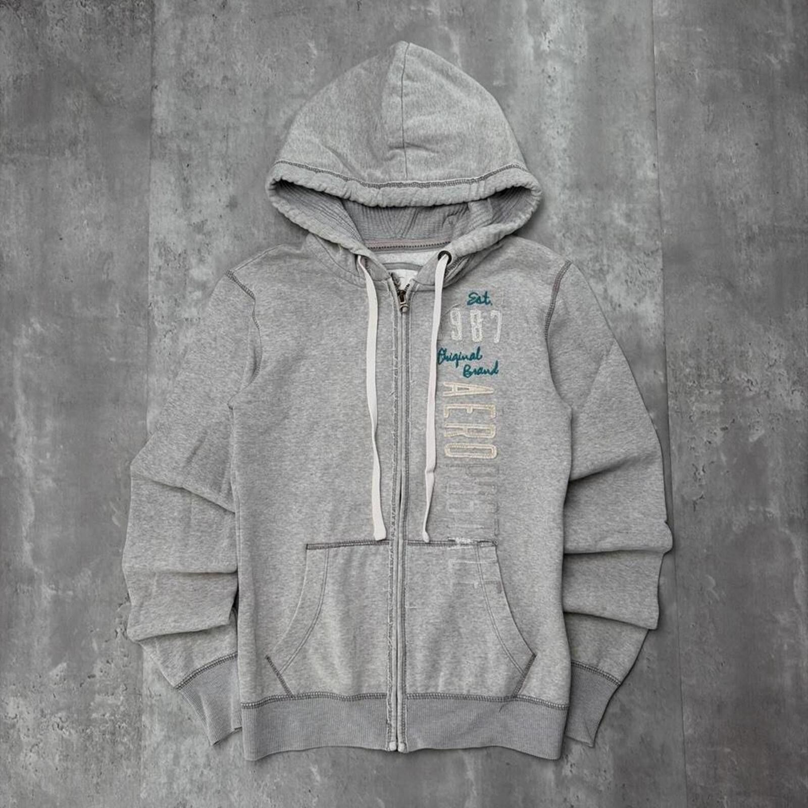 Aeropostale Y2K Aeropostale Grunge Skater Gothic Thermal Zip Up Hoodie Size L / US 10 / IT 46 - 1 Thumbnail
