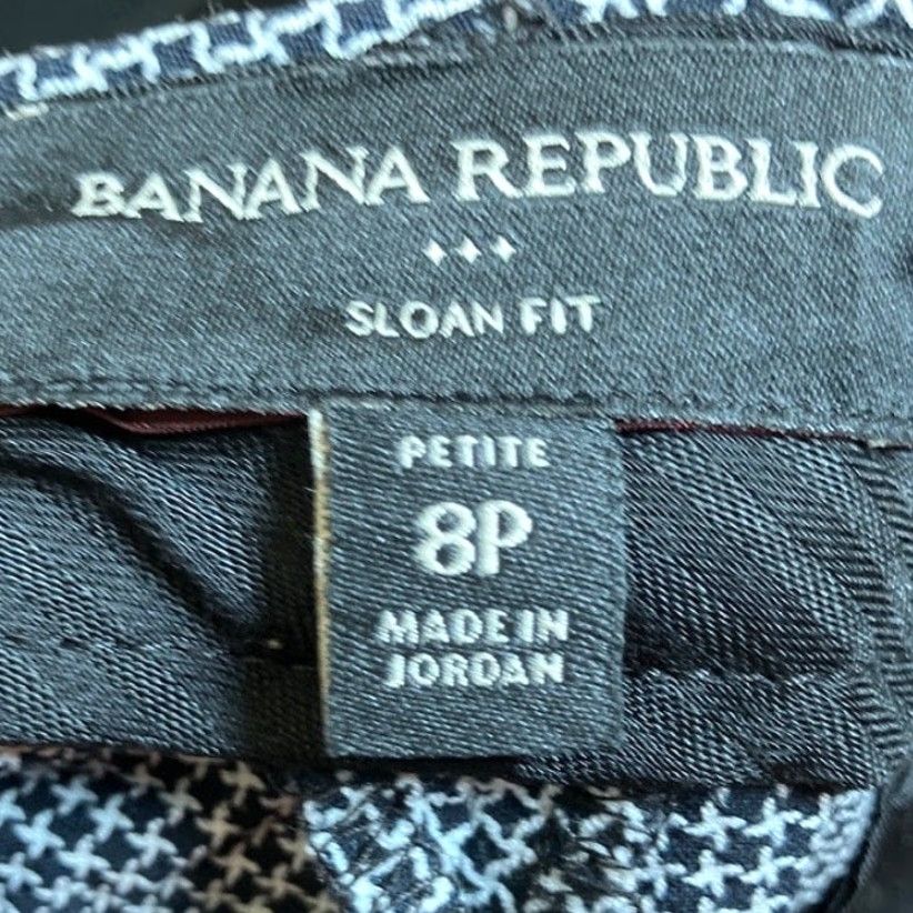 Banana Republic VINTAGE Banana Republic Womens Pants Argyle Diamond Sloan Crop Stretch 8P Black White Petite Pant Dress Pants 33in Waist, 23in Inseam Womens Size 30" / US 8 / IT 44 - 5 Thumbnail