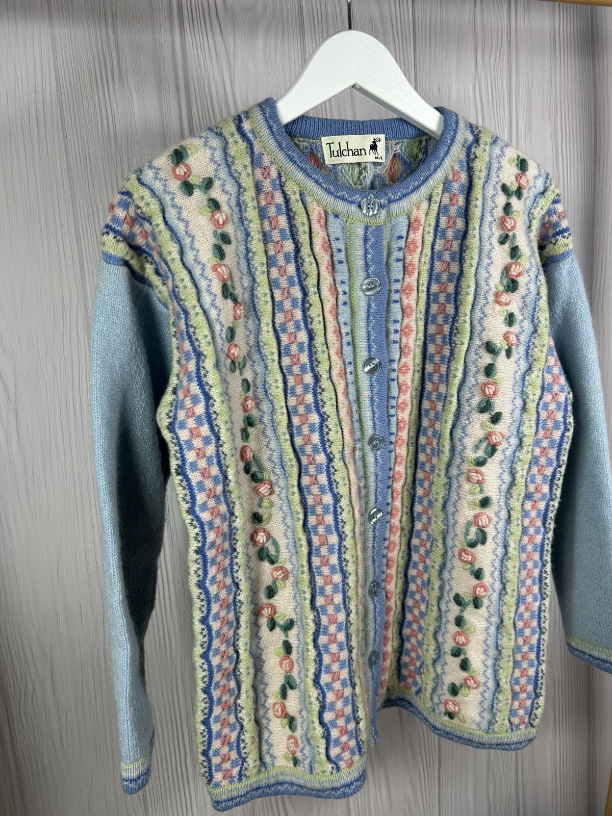 Vintage Vintage Tulchan 1998 Wool Cardigan Floral Size M/L S/S 98 Size L / US 10 / IT 46 - 2 Thumbnail
