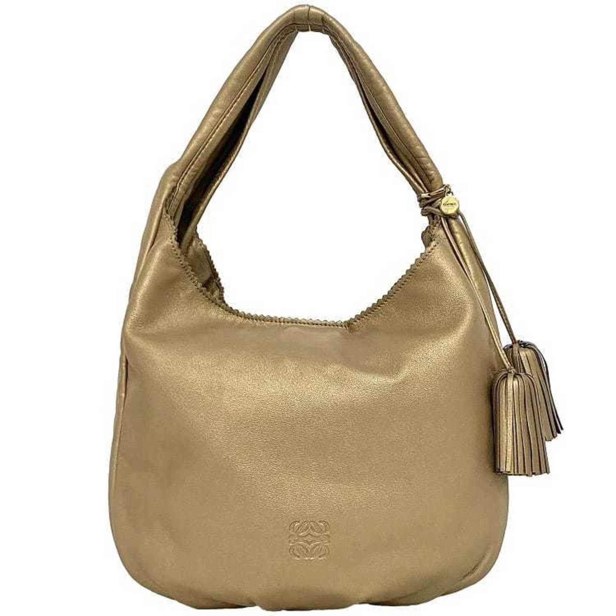 image of Loewe Bag Gold Anagram Tassel Nappa Leather Charm Ladies Soft, Women's