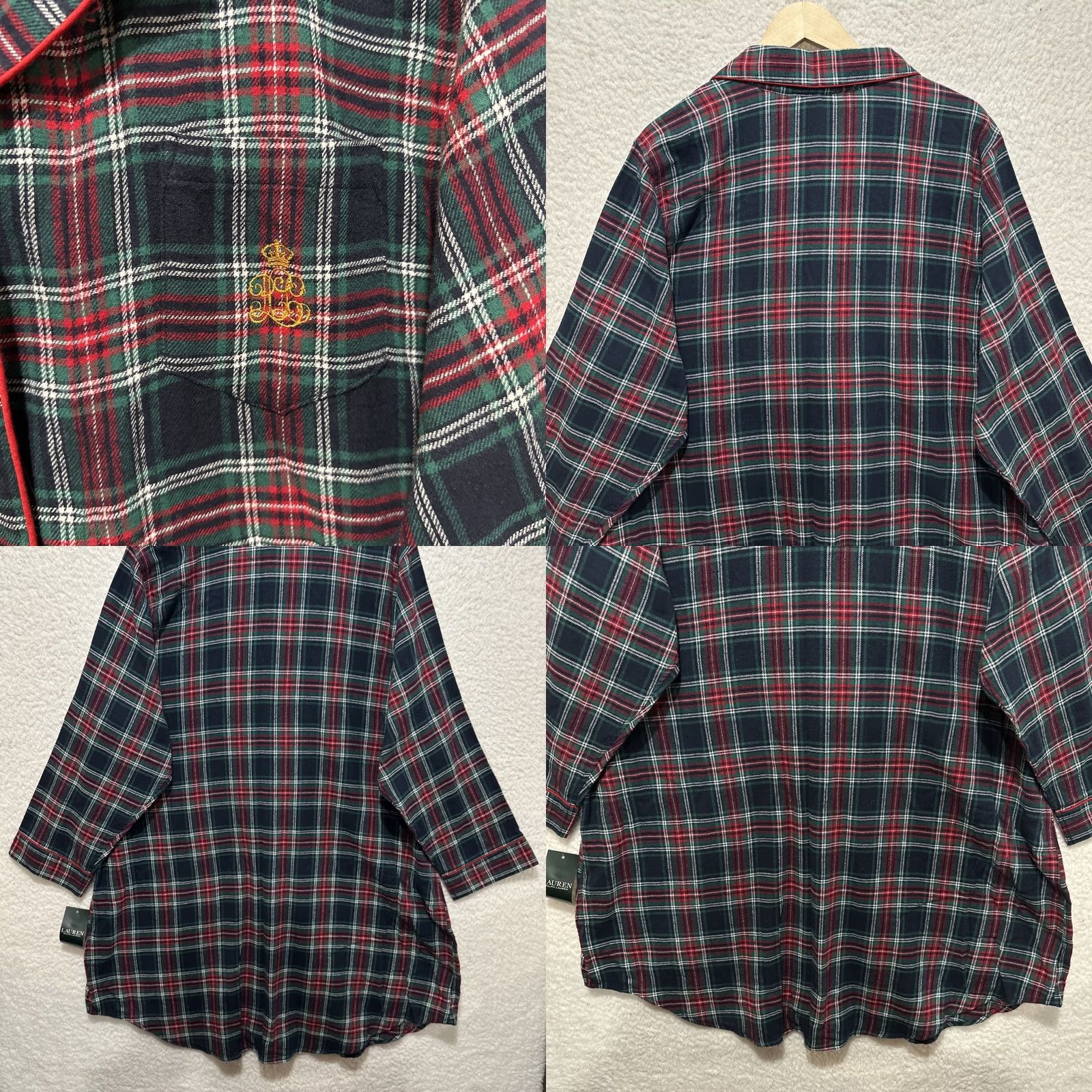 Ralph Lauren Lauren Ralph Lauren Women's Pajama Long Sleeve Shirt 2X Flannel Plaid NWT Size XXL / US 16-18 / IT 52-54 - 8 Thumbnail