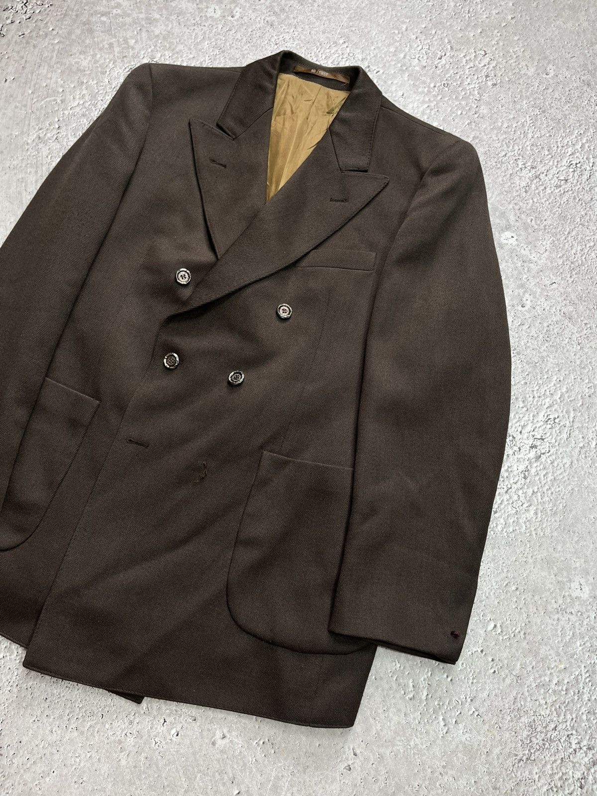 Other Vintage Brown Double Breasted Blazer Wool Mix Size 50 Jacket Size US M / EU 48-50 / 2 - 2 Thumbnail