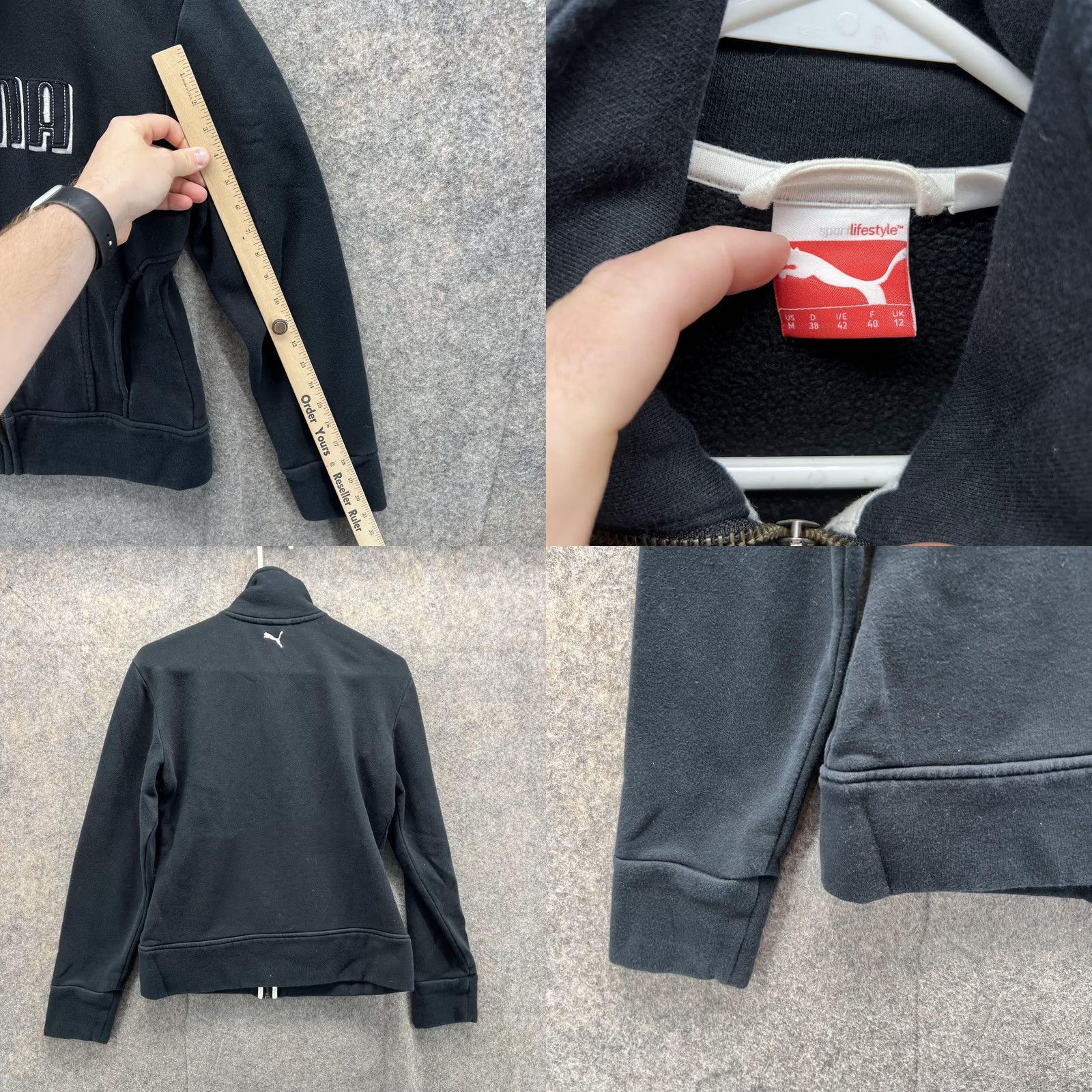 Puma Puma Sweater Women Medium Black Full Zip Fleece Sweatshirt Mock Neck Logo All Seasons Fall Winter Spring, Regular Fit, Casual Women Size M / US 6-8 / IT 42-44 - 8 Thumbnail