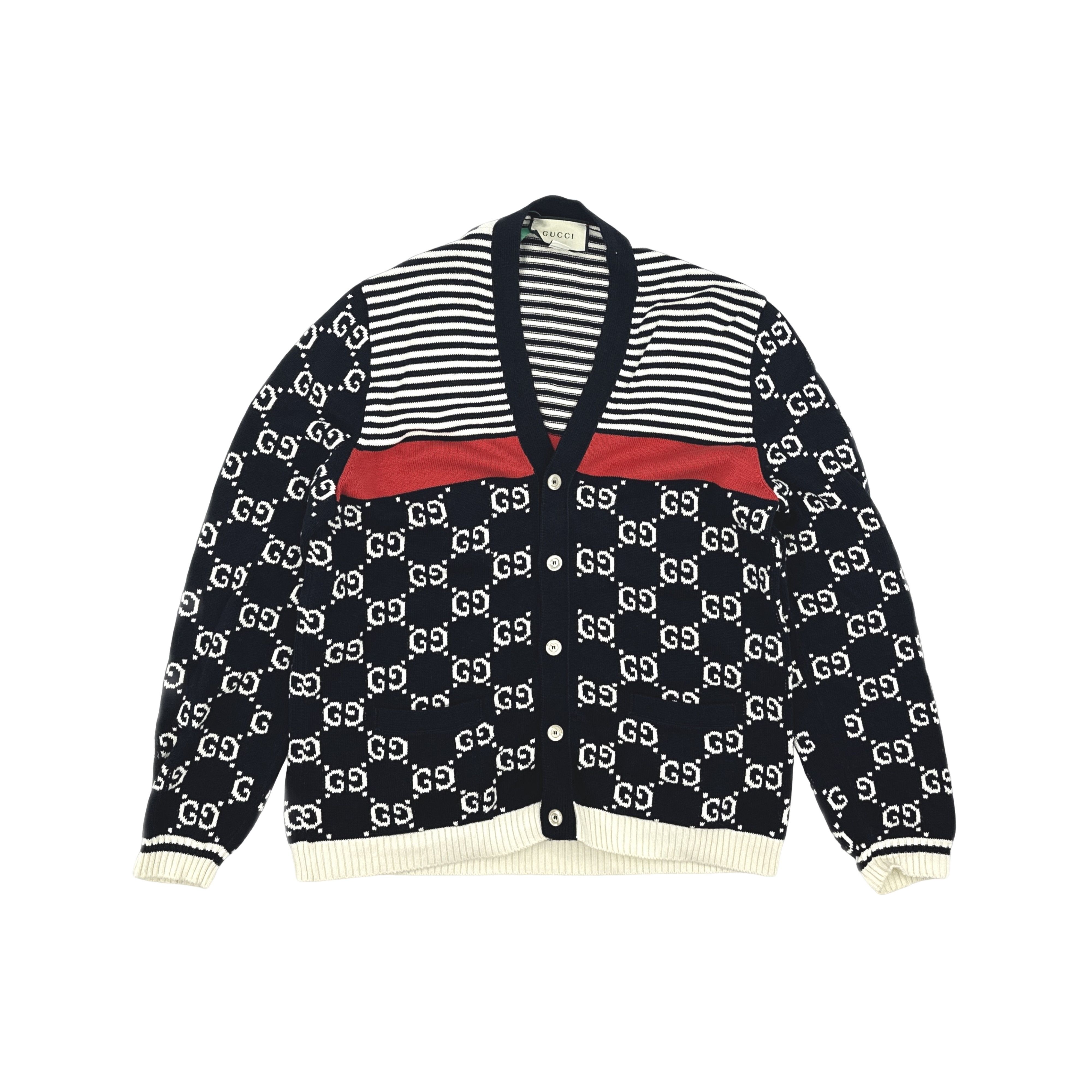 Gucci Gucci GG Logo Striped Knit Cardigan XXL Size US XXL / EU 58 / 5 - 1 Thumbnail