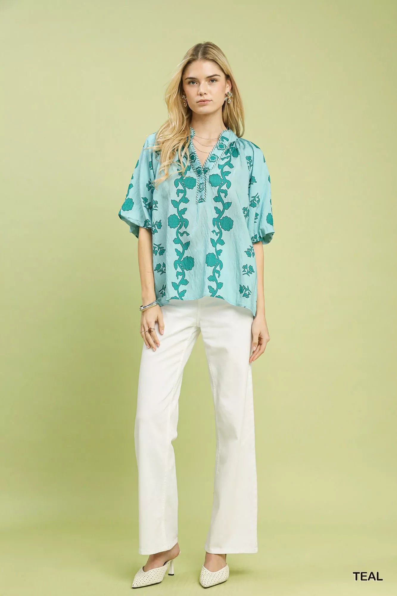 Other Umgee Collared Floral Print Top Size M / US 6-8 / IT 42-44 - 5 Thumbnail