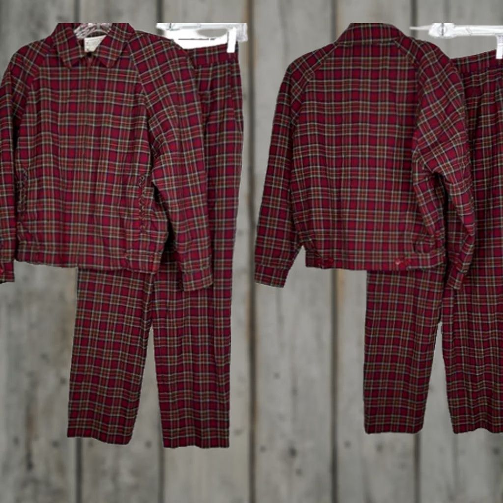 Pendleton VINTAGE Pendleton Red Wool Royal Stewart Tartan Jacket Pants Set Size S/8 Size 28" / US 6 / IT 42 - 1 Thumbnail
