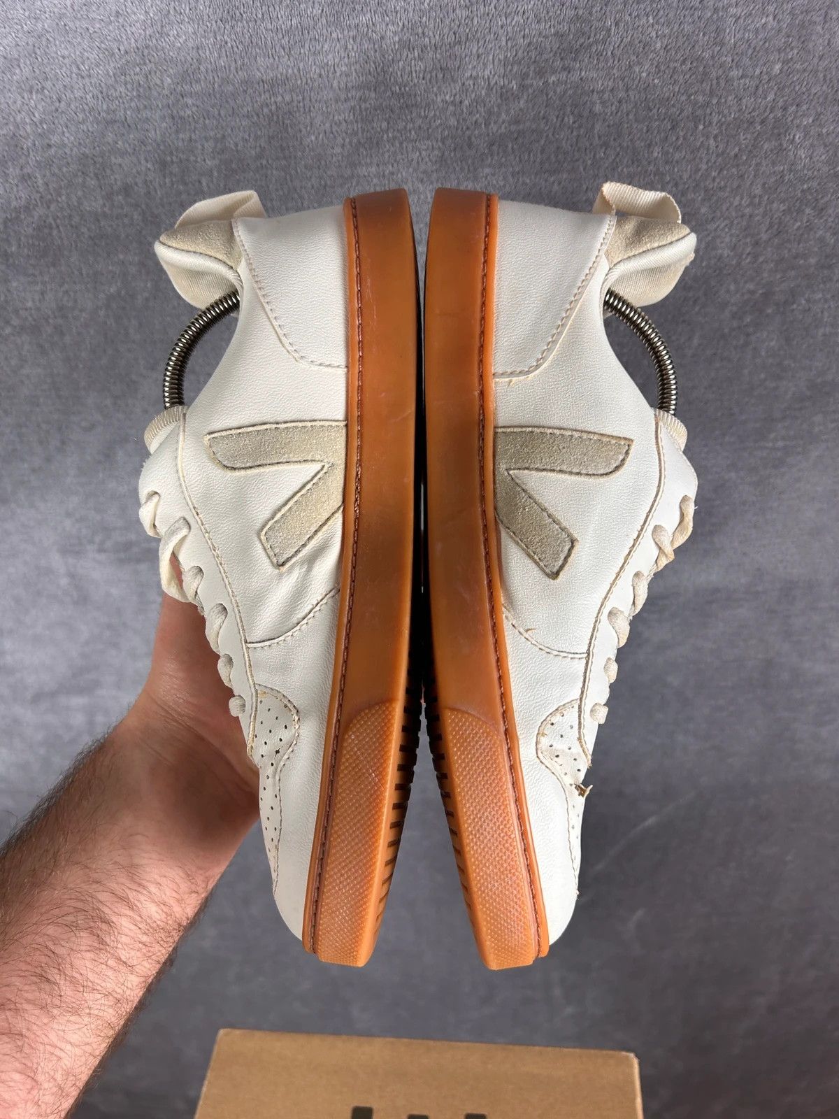Designer × Veja Wata Veja cream brown leather sneakers big logo Size US 7 / IT 37 - 8 Thumbnail