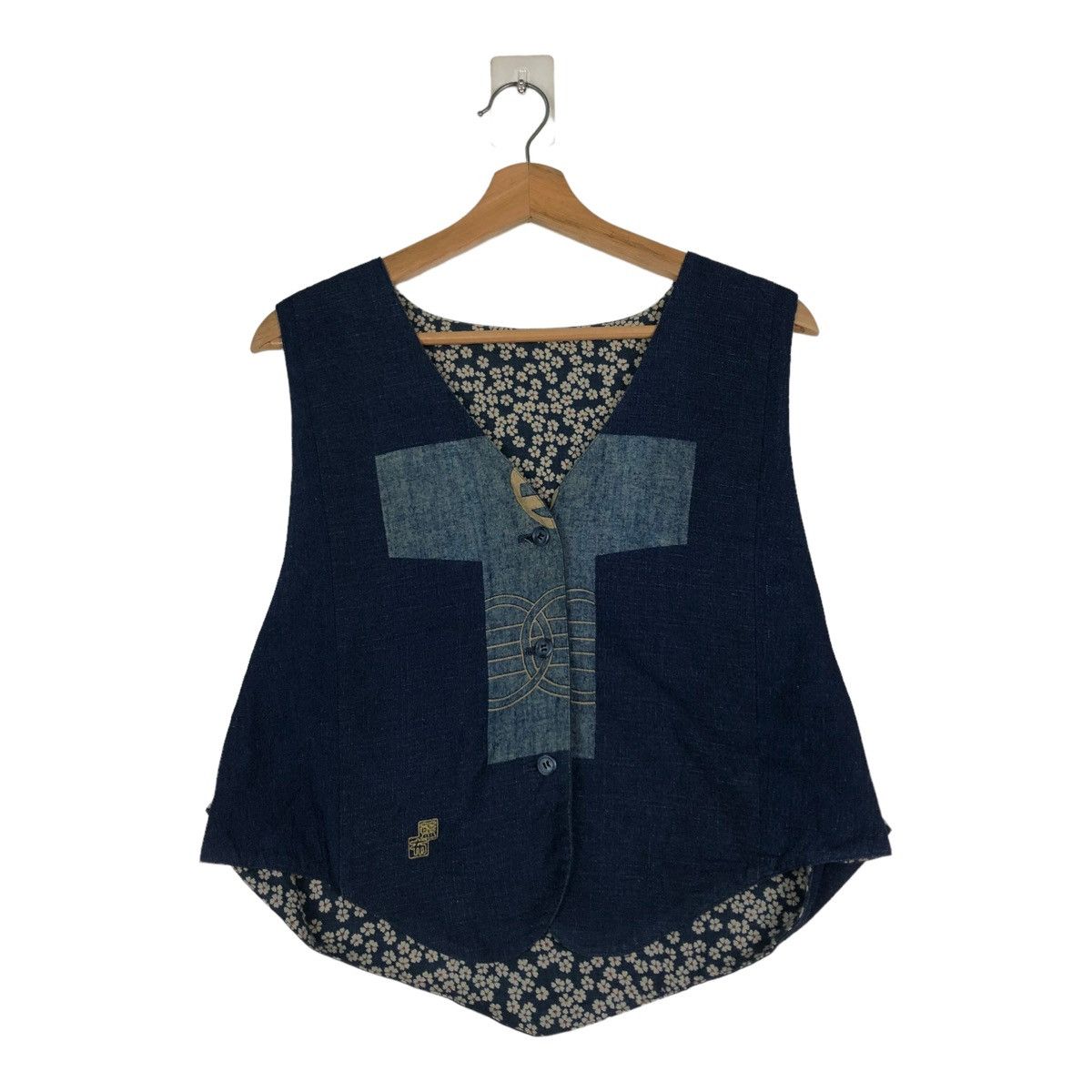 45rpm 🔥VINTAGE INDIGO BLUE BLUE JAPAN VEST BIG LOGO TRADITIONAL Size US S / EU 44-46 / 1 - 2 Thumbnail