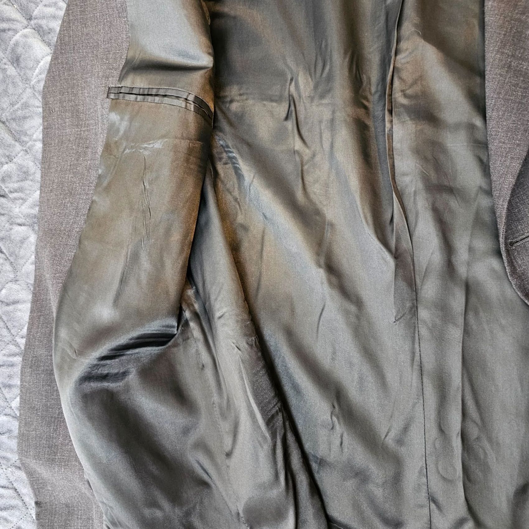 DKNY DKNY Blazer Jacket Three-Button Ventless Wool Gray 42R Men’s Regular Slip-Front Italian Notch Lapel Athletic Chest 42 Size 42R - 6 Thumbnail