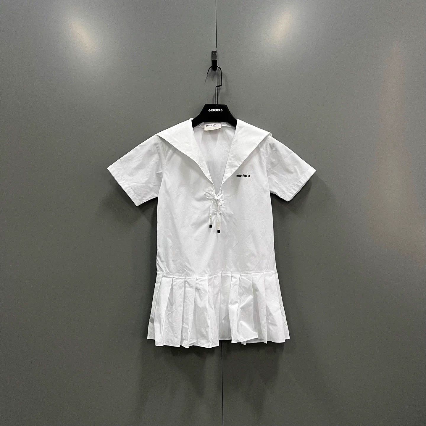 Miu Miu Miu Miu White Logo Short-Sleeve Dress 36 95 New Size XS / US 0-2 / IT 36-38 - 1 Thumbnail