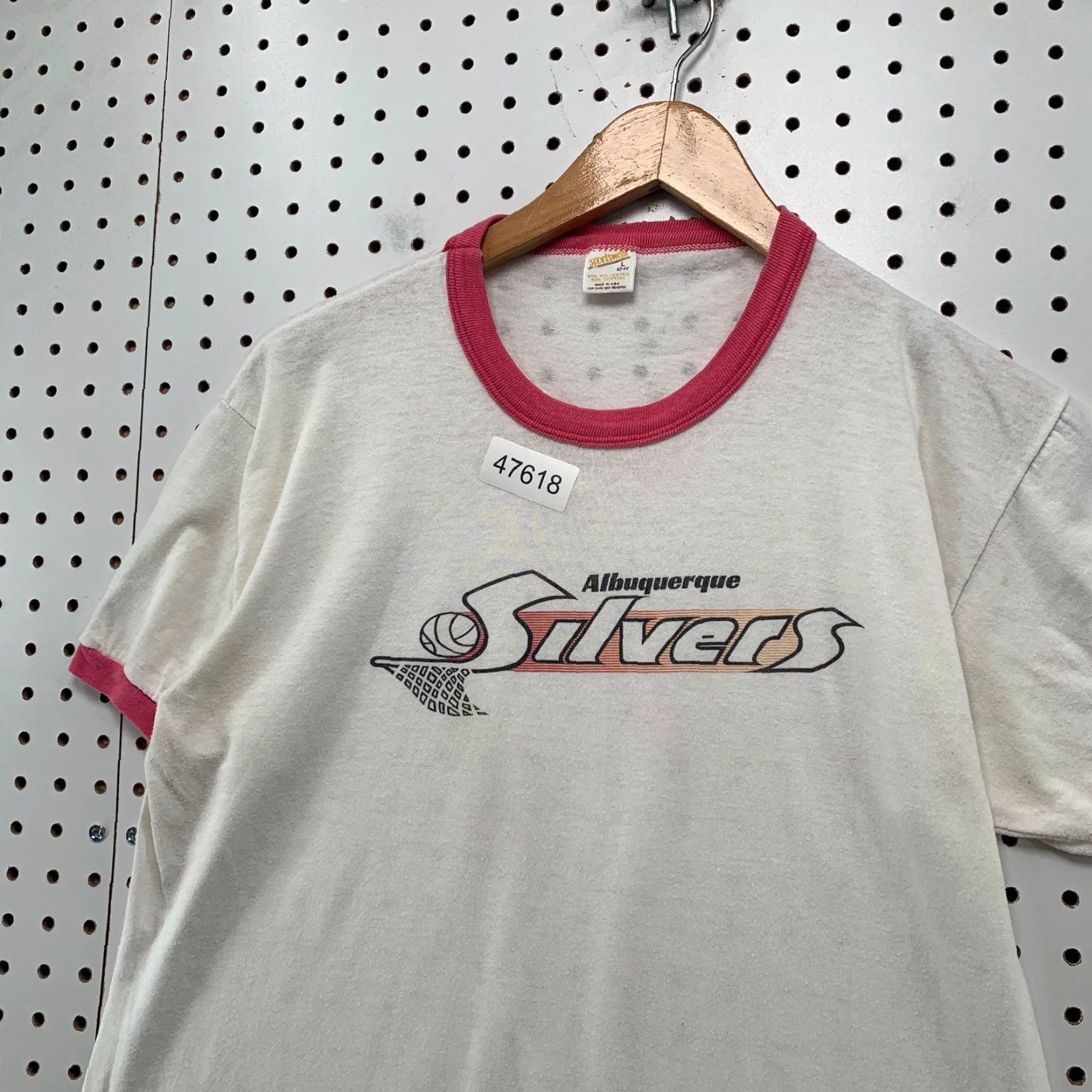 Vintage VINTAGE Albuquerque Silvers T Shirt Mens M White ABA Basketball Shirt Mens M White 70s 80s Size US M / EU 48-50 / 2 - 6 Thumbnail
