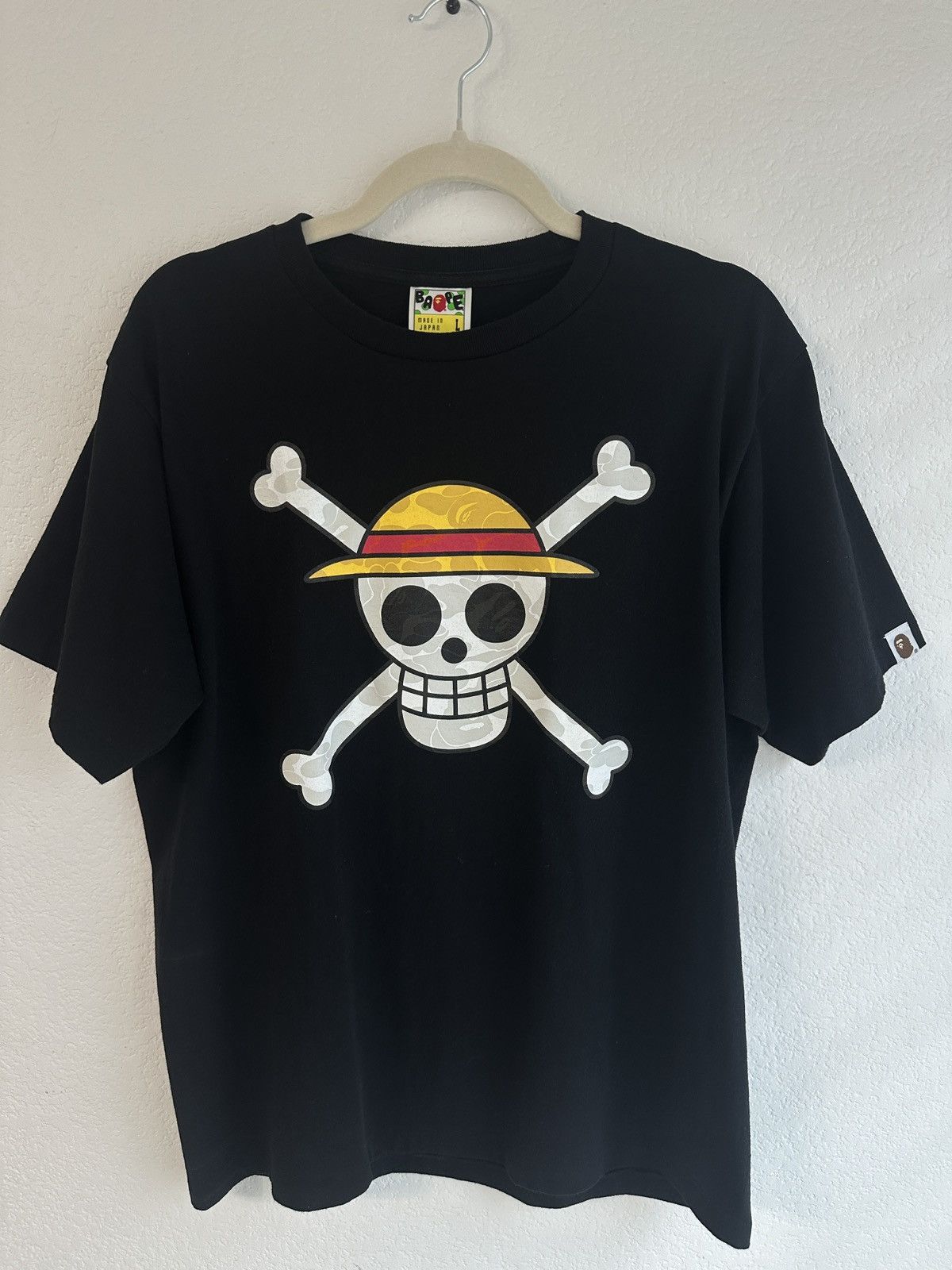 Bape × One Piece Ss12 Bape X One Piece Straw Hat Jolly Roger Tee 