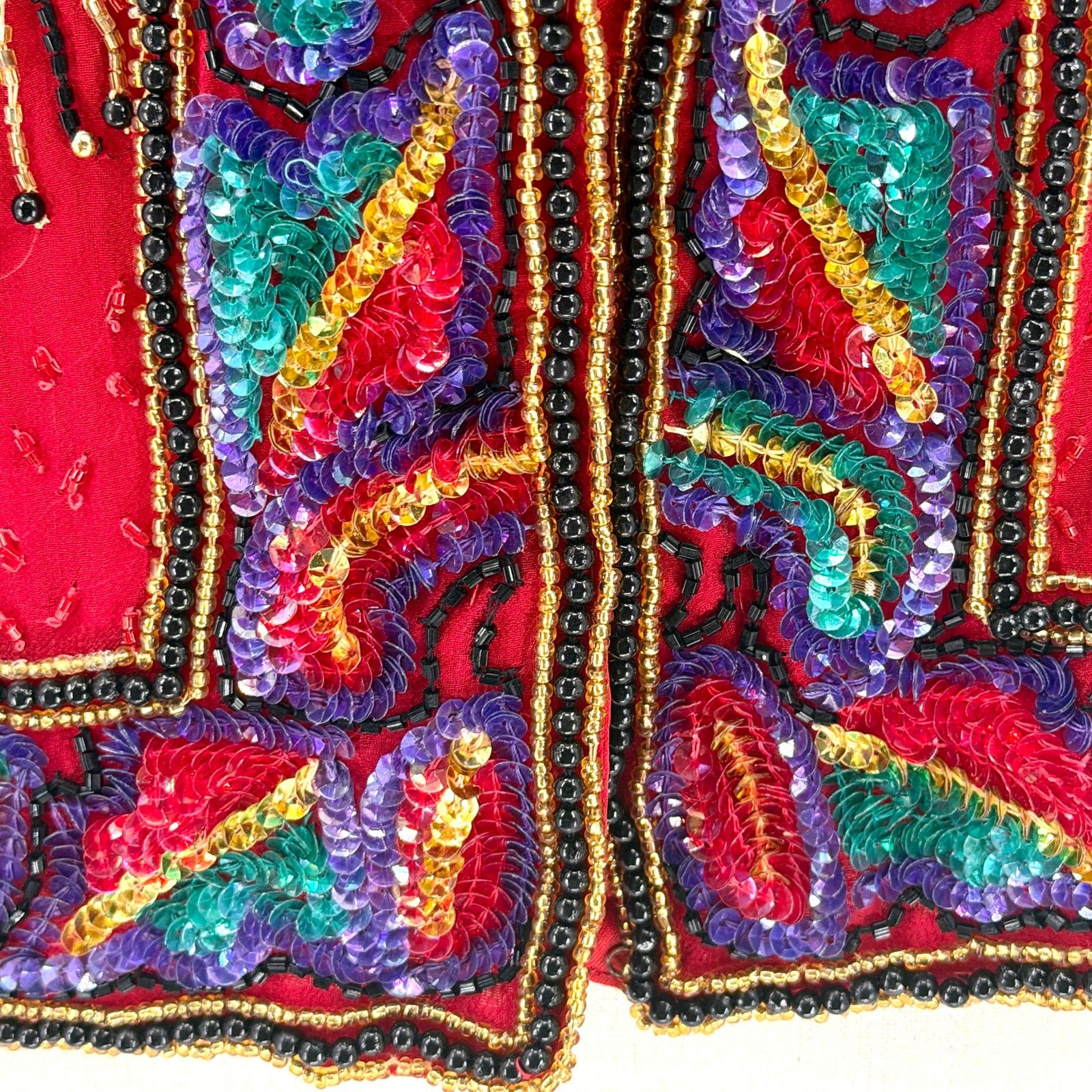Vintage Vintage 90s Red 100% Silk Beaded Glam Statement Jacket Size S / US 4 / IT 40 - 4 Thumbnail