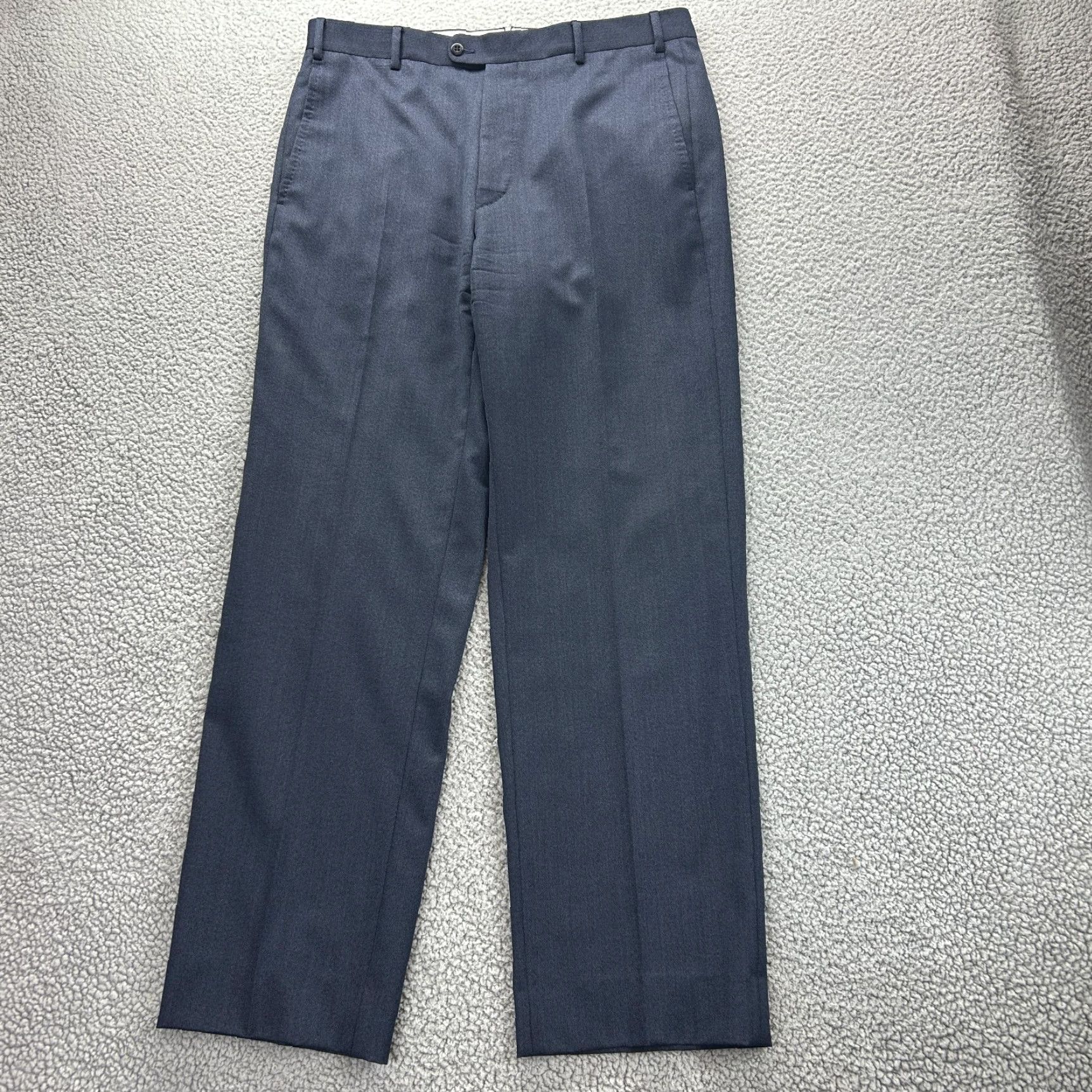 Zanella Zanella Mens Pants Blue Wool Dress Classic Slashes Pockets 36 Regular Size 36 Size US 36 / EU 52 - 2 Thumbnail