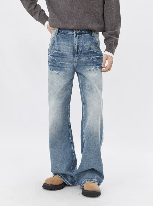 Japanese Brand × Jean American retro washed lightning pattern trendy jeans Size US 32 / EU 48 - 1 Thumbnail