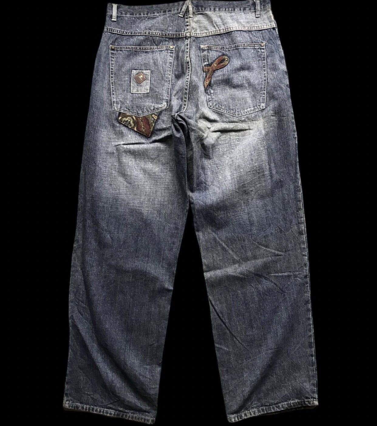 Designer × Pelle Pelle 💥BAGGY💥D55 pellepelle Hip hop Baggy Light Jeans Size US 37 - 2 Thumbnail