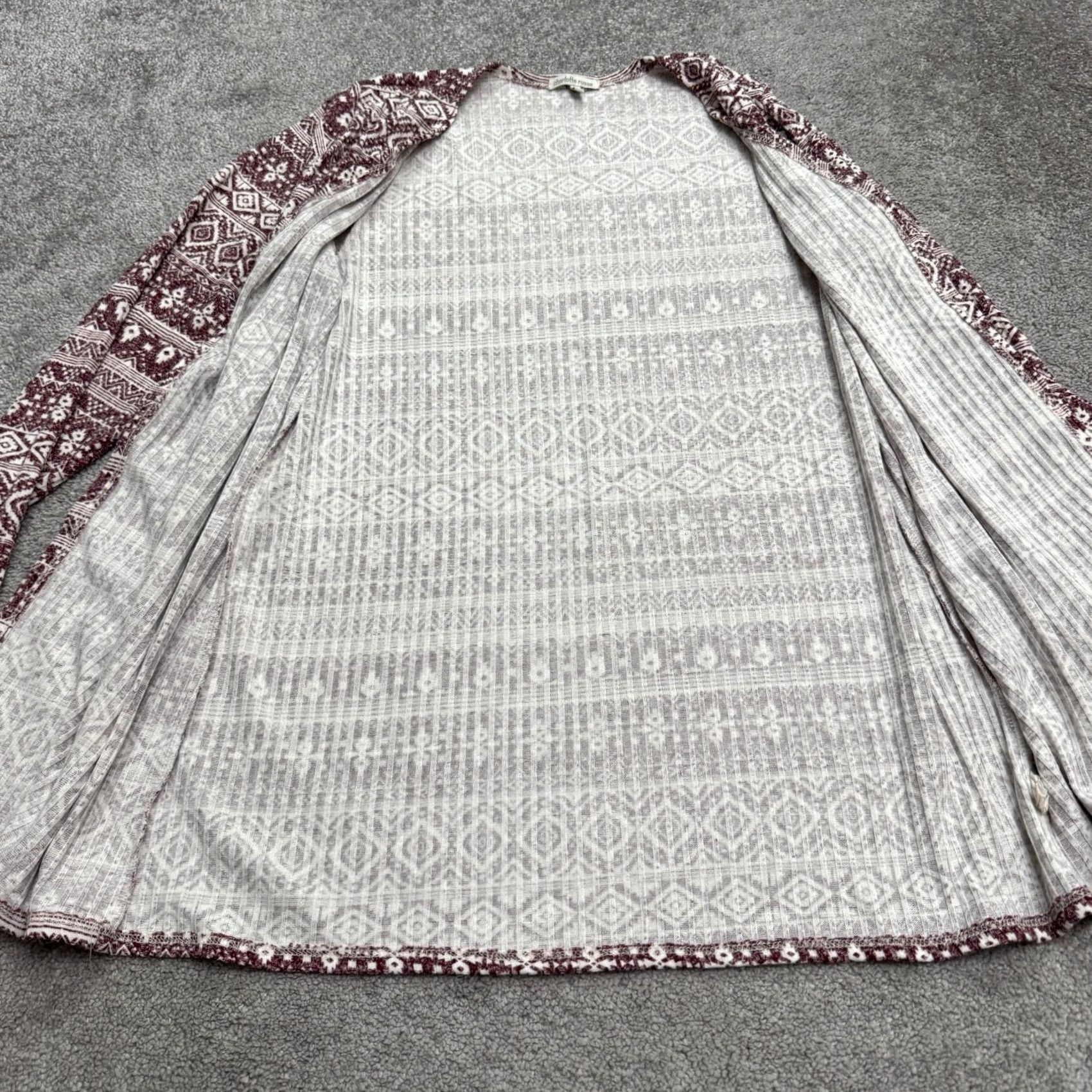 Vintage Charlotte Russe Geometric Aztec Open Cardigan Sweater Womens XL Maroon White Size XL / US 12-14 / IT 48-50 - 3 Thumbnail