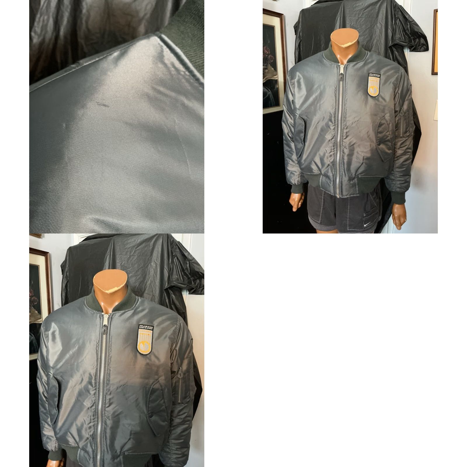 Rothco VINTAGE Netflix Atlas 2022 Ranger Cast & Crew Sci Fi Movie Film Jennifer Lopez MA-1 Flight Bomber Full Zip Reversible Jacket S Gray Mens Size US S / EU 44-46 / 1 - 9 Thumbnail