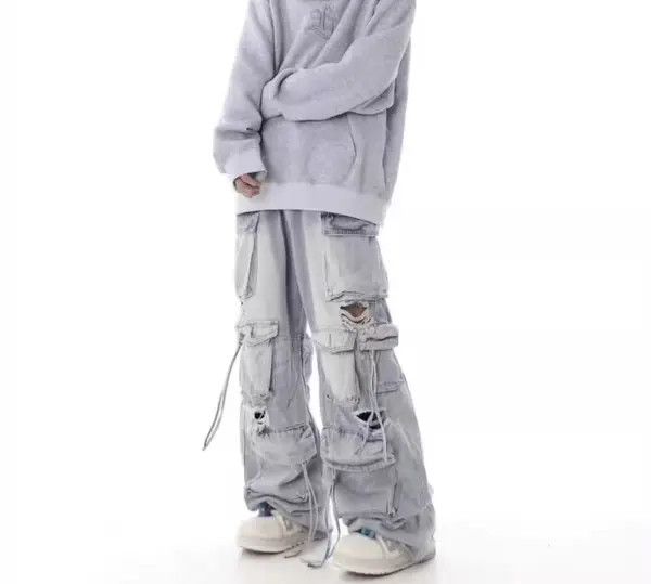 Japanese Brand × Jean Street hip hop grunge ripped wide leg jeans Size US 32 / EU 48 - 3 Thumbnail