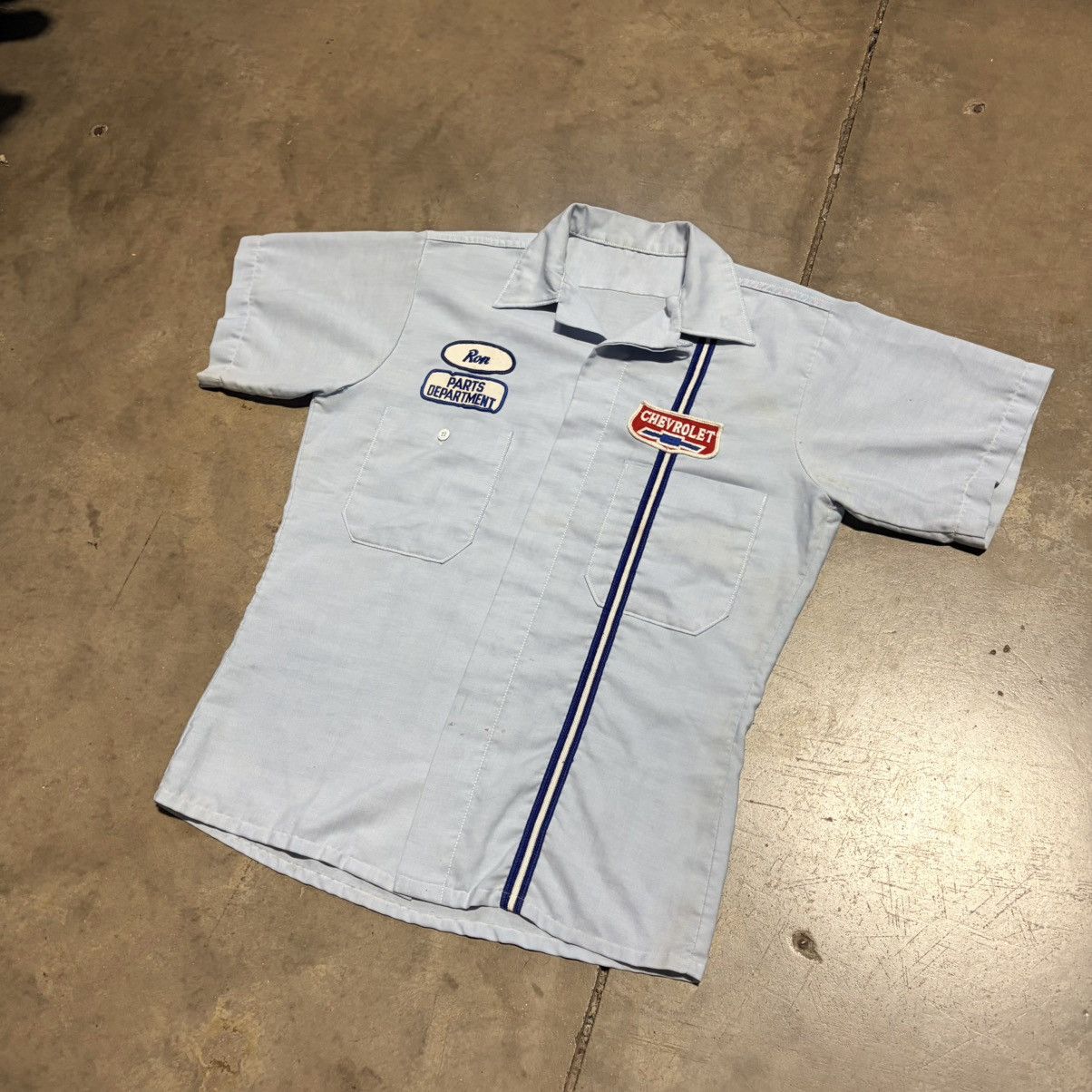 Chevrolet Vintage Chevrolet Mechanic Work Shirt Button Up Patch 80s Size US M / EU 48-50 / 2 - 2 Thumbnail