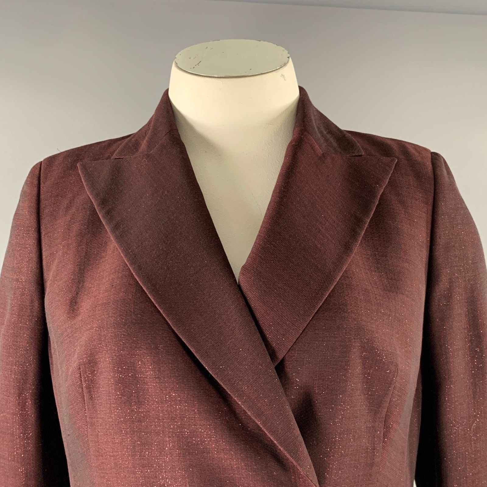 Akris AKRIS Size 12 Burgundy Wool Polyester Sparkly Jacket Size XL / US 12-14 / IT 48-50 - 2 Thumbnail