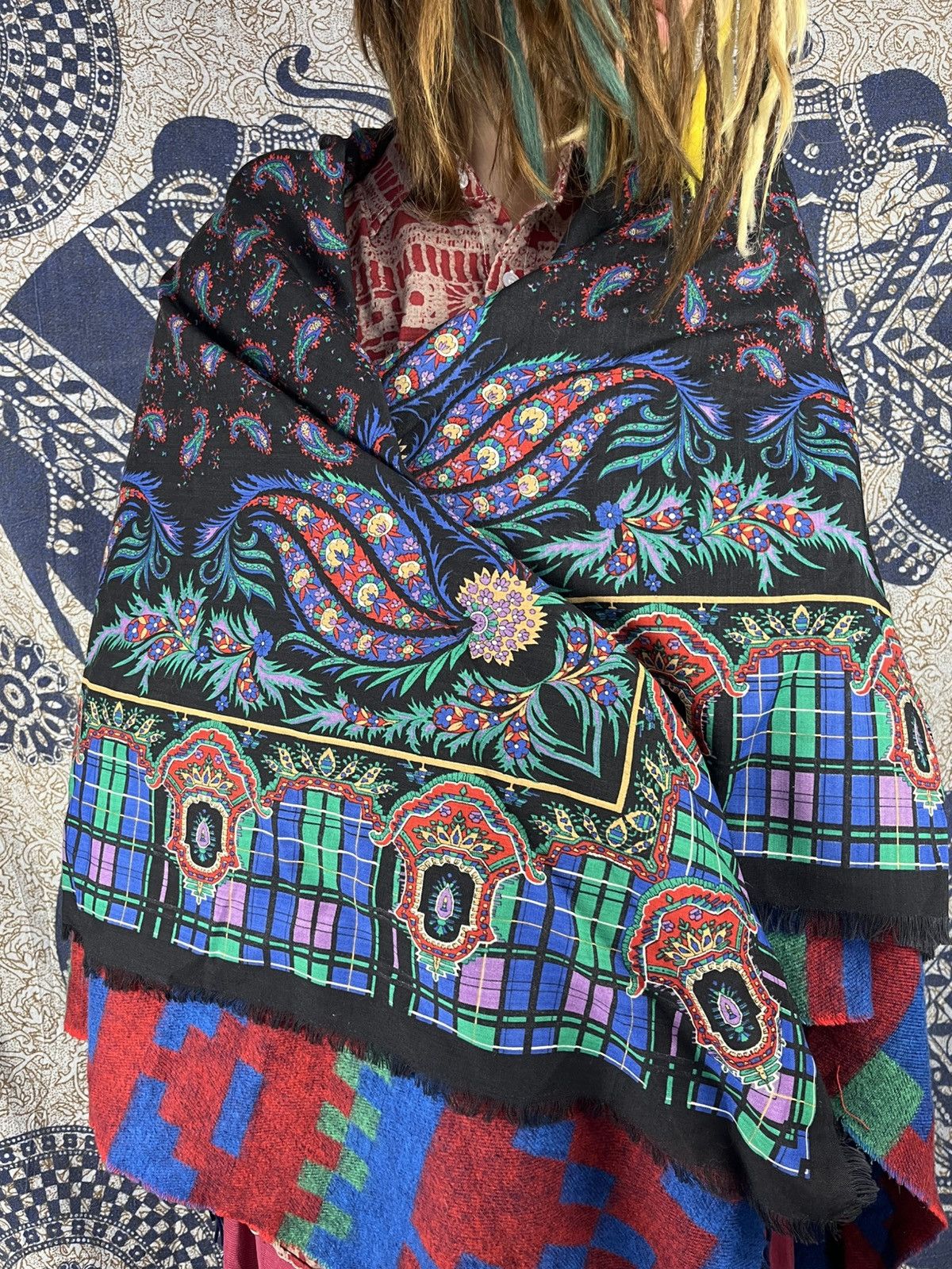 Vintage Vintage Vicki Lynn Bardon Wool Paisley Plaid Scarf Size ONE SIZE - 11 Thumbnail
