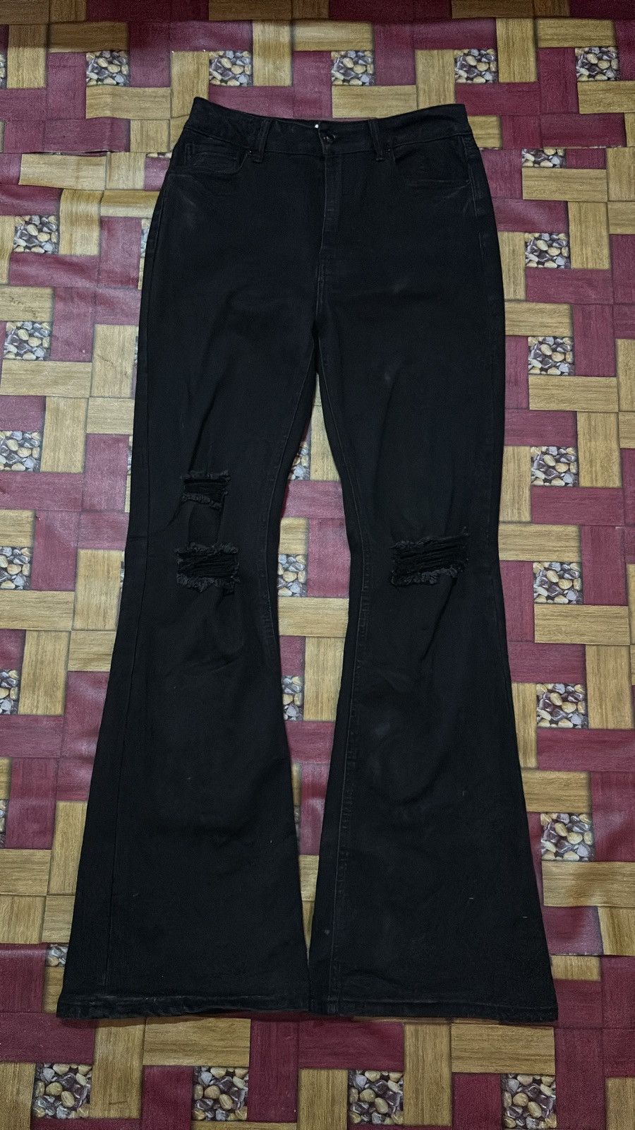 If Six Was Nine × Japanese Brand × Le Grande Bleu (L.G.B.) Wax Jeans Distressed Flare Jeans Size 28" / US 6 / IT 42 - 1 Thumbnail