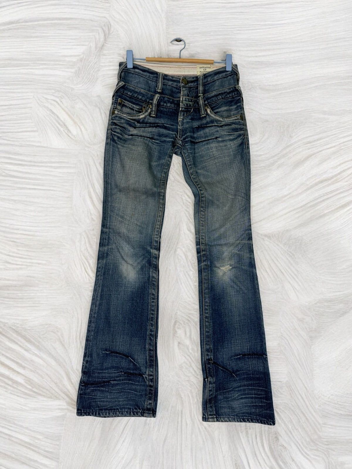 Japanese Brand FLARE ANTGAUGE DOUBLE WAIST DISTRESSED DENIM Size US 28 / EU 44 - 1 Thumbnail