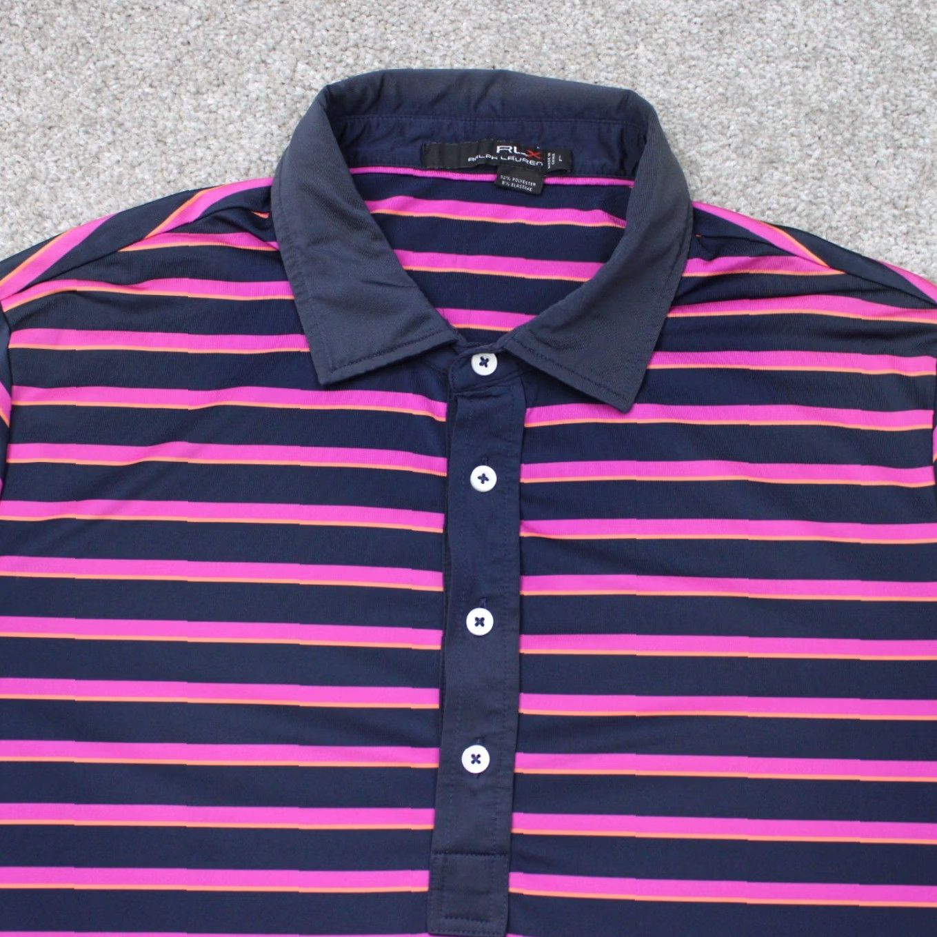 RLX Ralph Lauren RLX Ralph Lauren Polo Shirt Men Large Pink/Blue Golf Polyester Blend Short Sleeve Polo Shirt Size US L / EU 52-54 / 3 - 4 Thumbnail