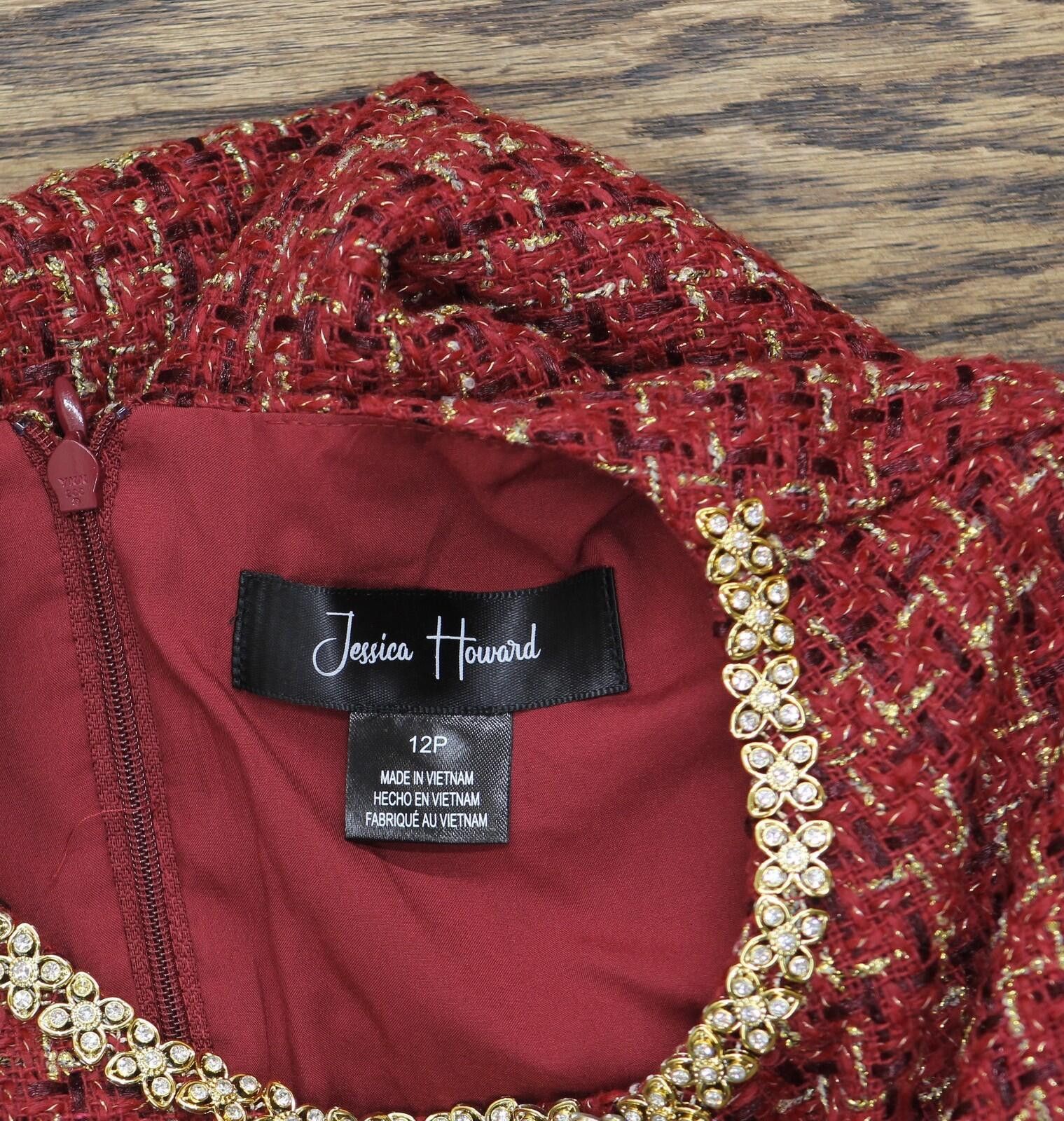 Other Nwt Jessica Howard Embellished Shift Dress Red / Gold 12p Size XL / US 12-14 / IT 48-50 - 4 Thumbnail