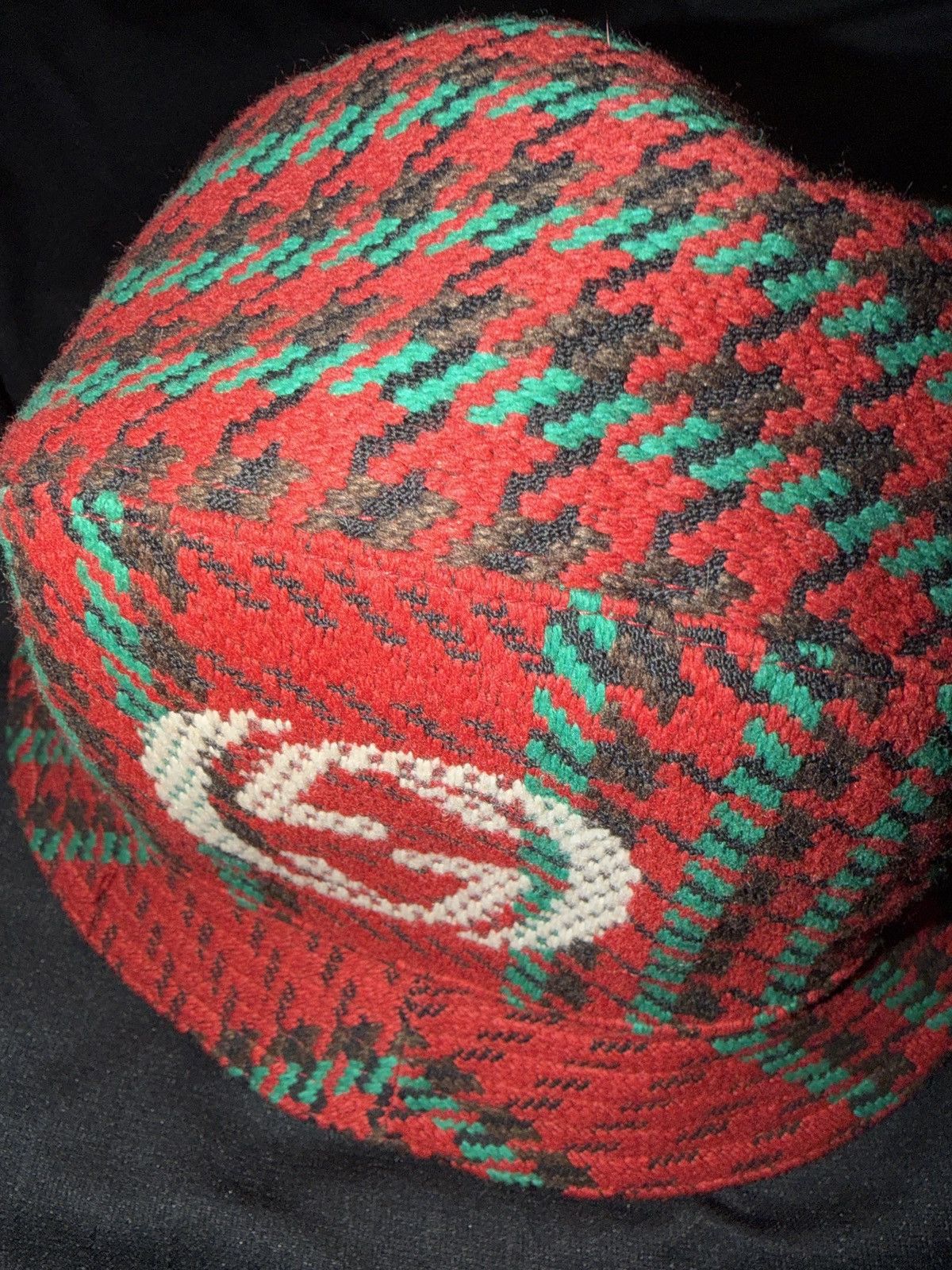 Gucci Gucci GG Jacquard Wool Baseball Cap Red Green Monogram Hat Size 38 - 3 Thumbnail