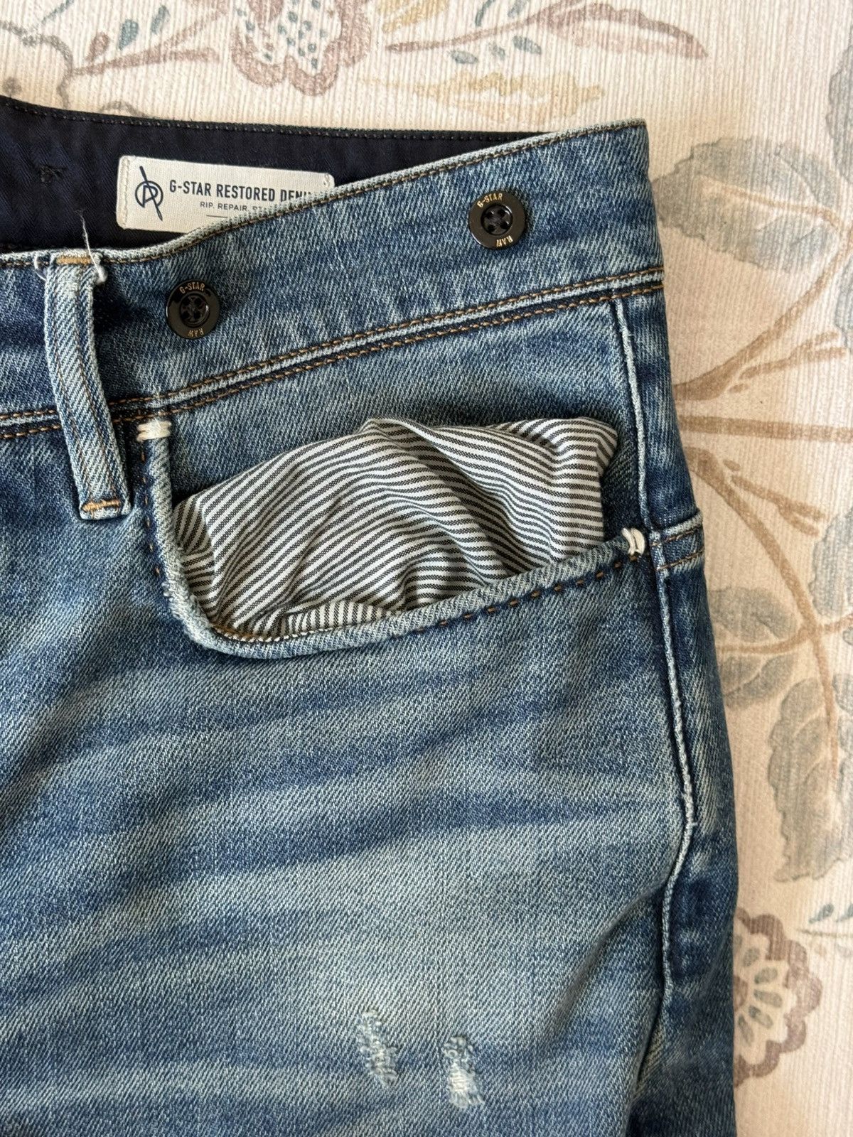 G-Star G-Star Raw Restored Denim Designer Jeans Distressed Details Size US 31 - 9 Thumbnail
