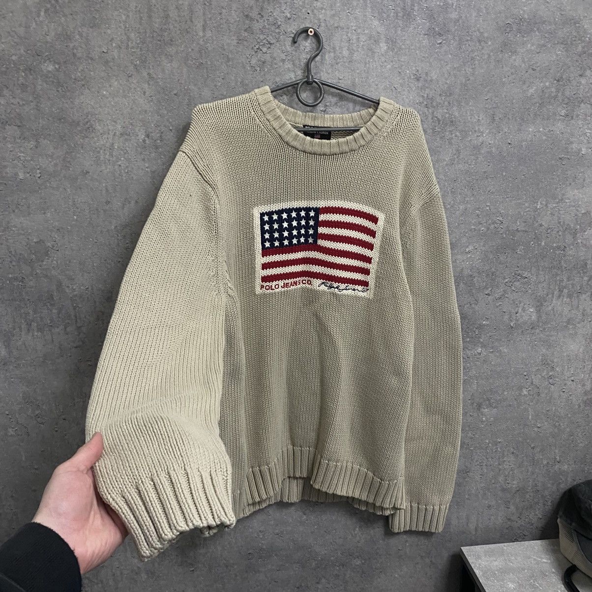 Polo Ralph Lauren Vintage Polo Ralph Lauren Jeans Co USA Flag Sweater Knit Size US L / EU 52-54 / 3 - 2 Thumbnail