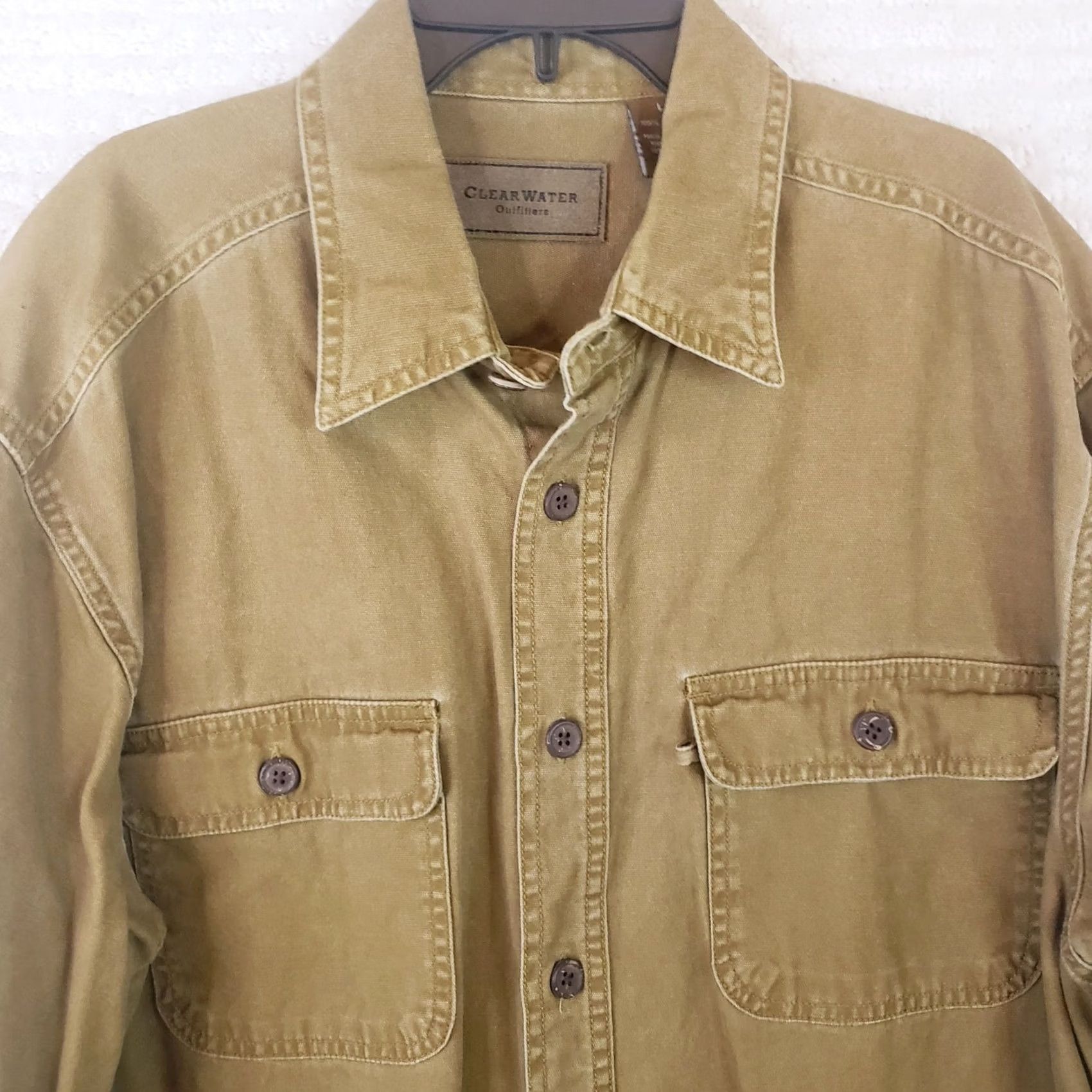 Vintage Clearwater Outfitters Shirt Men's Tan Brown Canvas Long Sleeve Rugged Outdoors Shirt Size US L / EU 52-54 / 3 - 3 Thumbnail